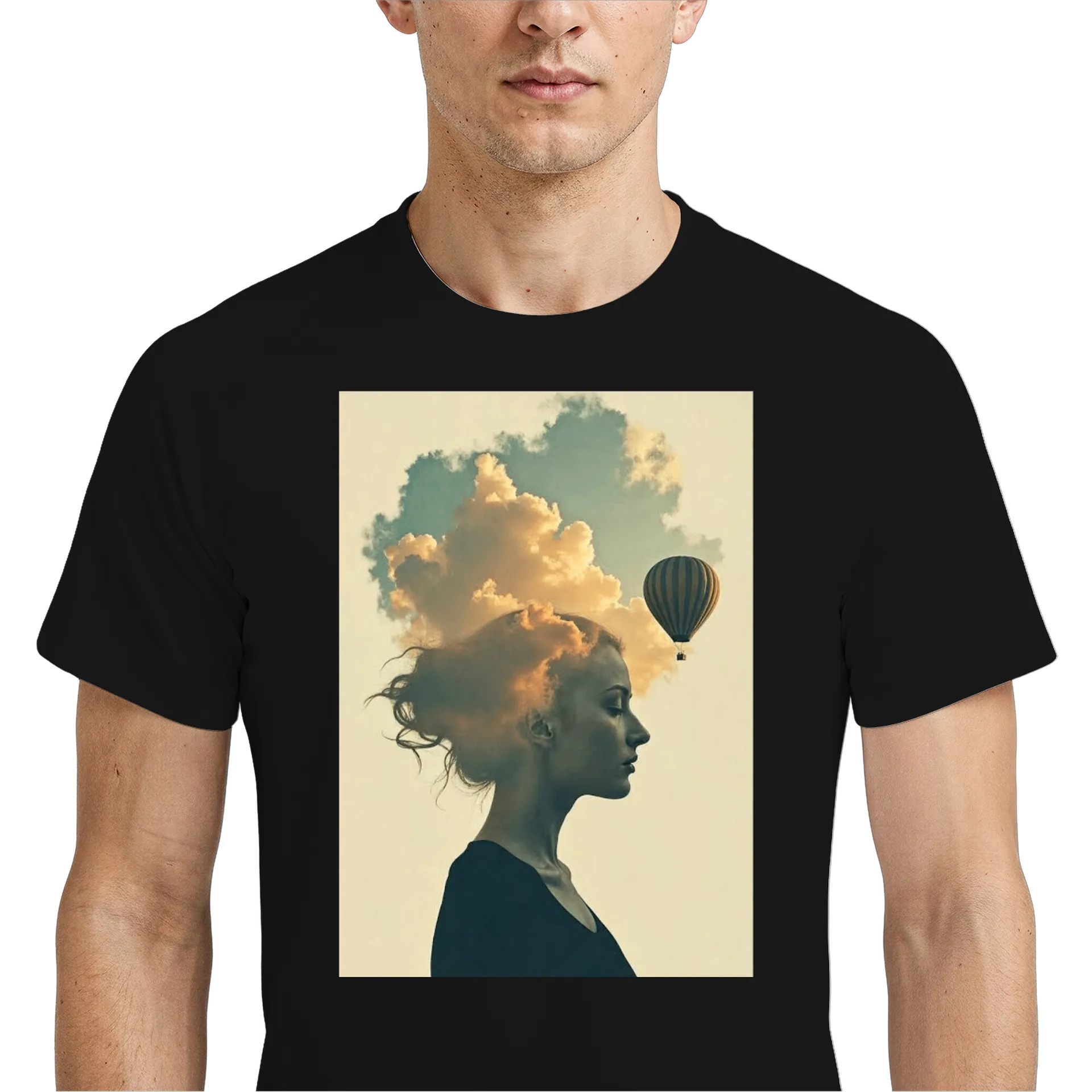 Camiseta Dry Fit Mulher com Nuvens e Balão 100% Polyester - Imagem 4