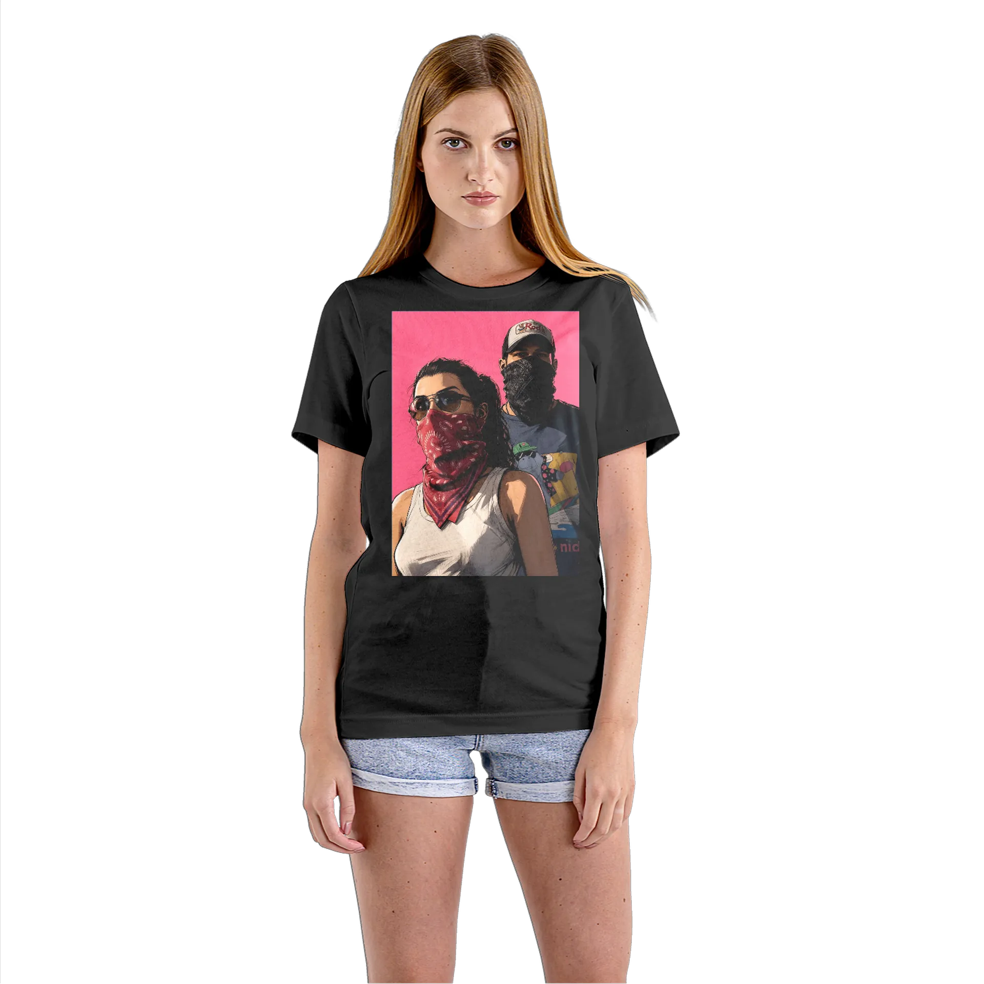 Camiseta Babylook Dupla com Bandanas em Estilo Ilustrado - Imagem 3