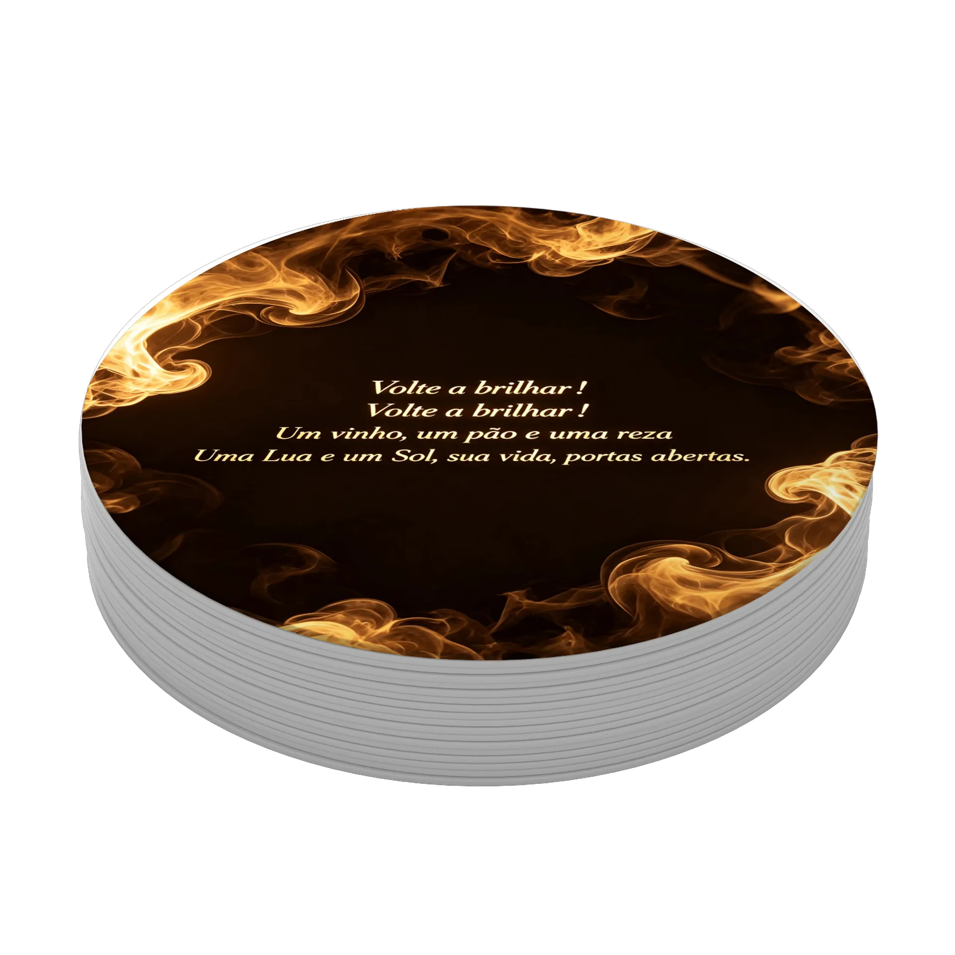 Porta-copo MDF Estampa Versos Fogo Ouro 10x10cm - Imagem 4