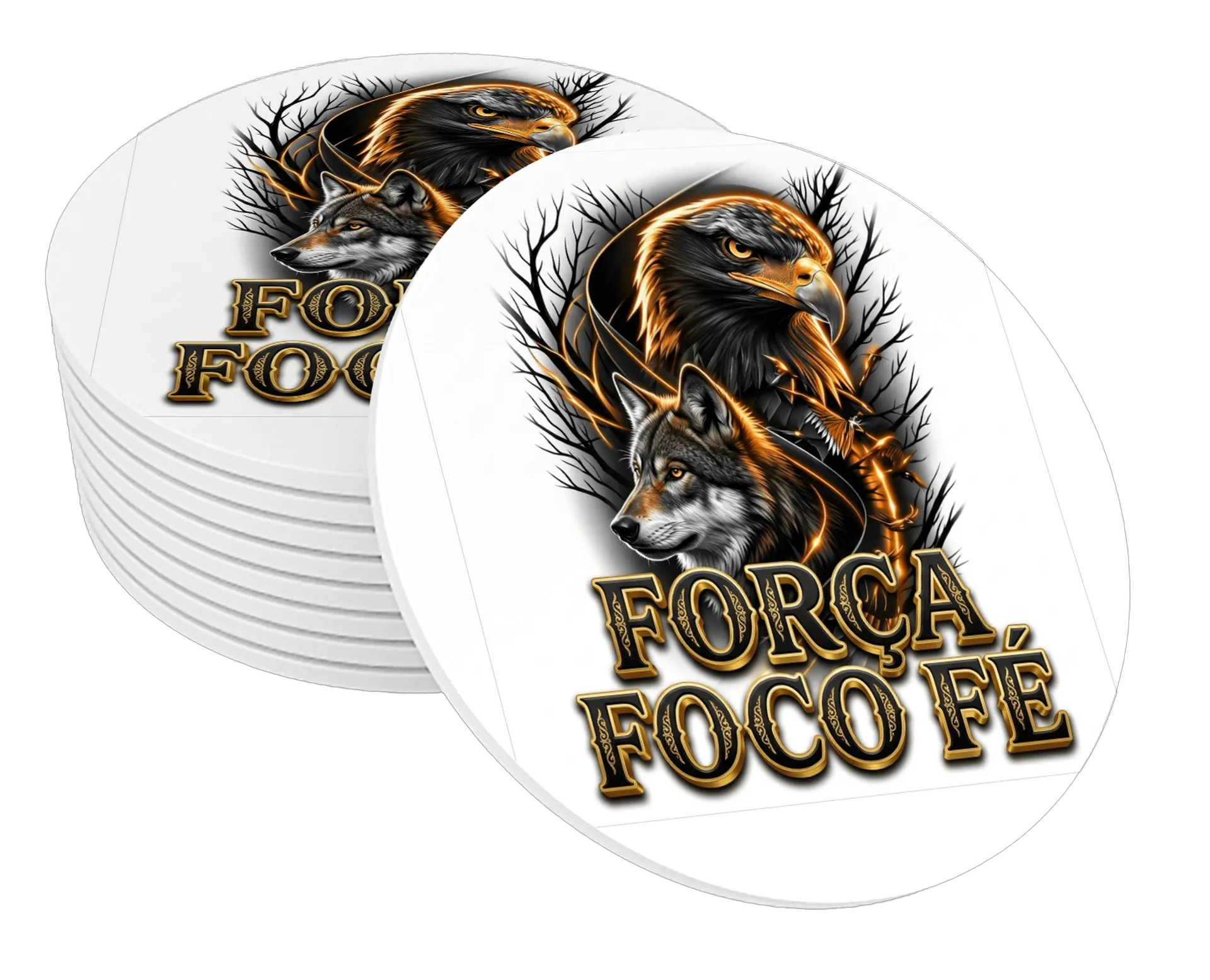 Porta-copo MDF Força Fogo Fé Estampa Gótica de Lopes Estampas Clássicas  — imagem 1 de 3