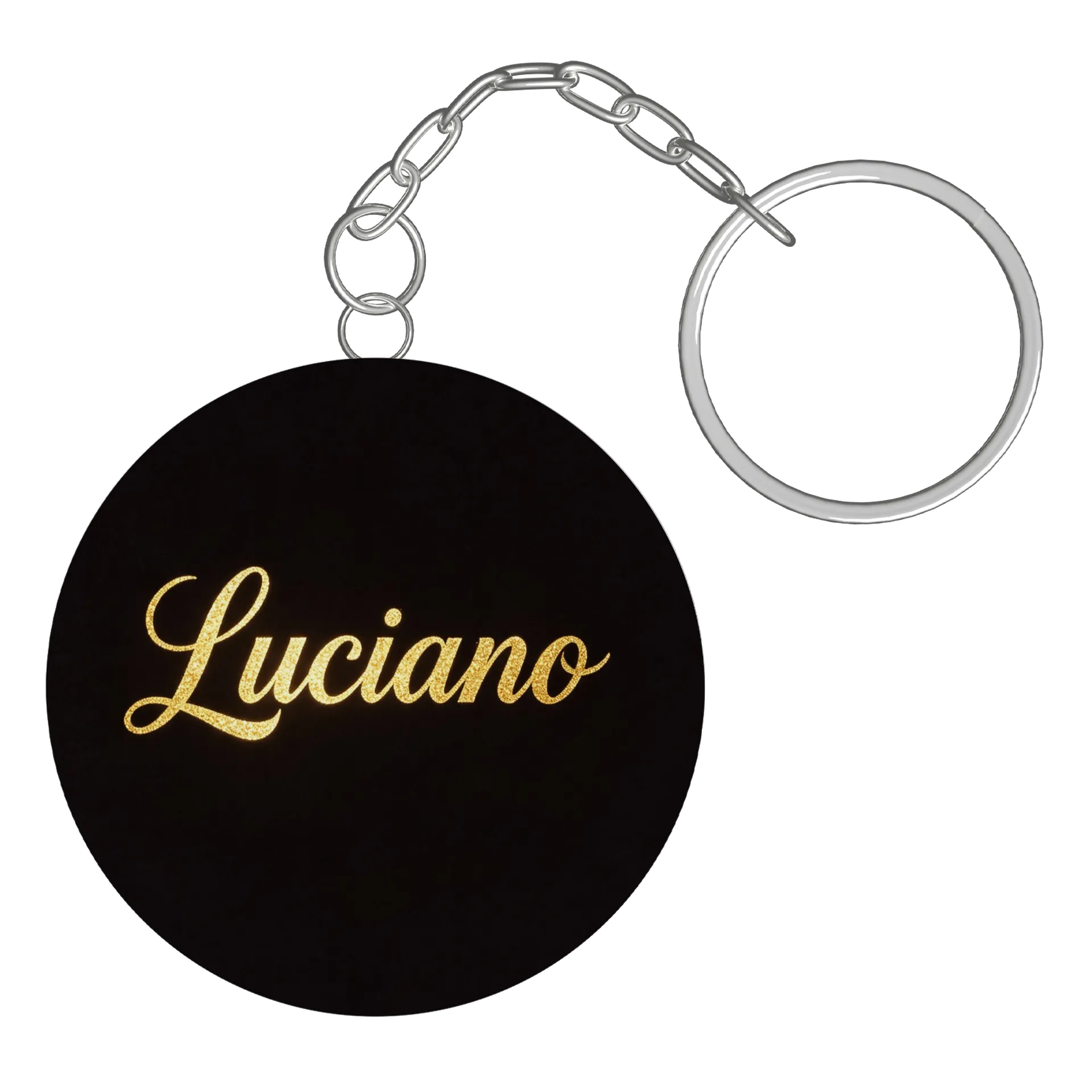 Chaveiro MDF Luciano Estampa Dourado Script - Imagem 2