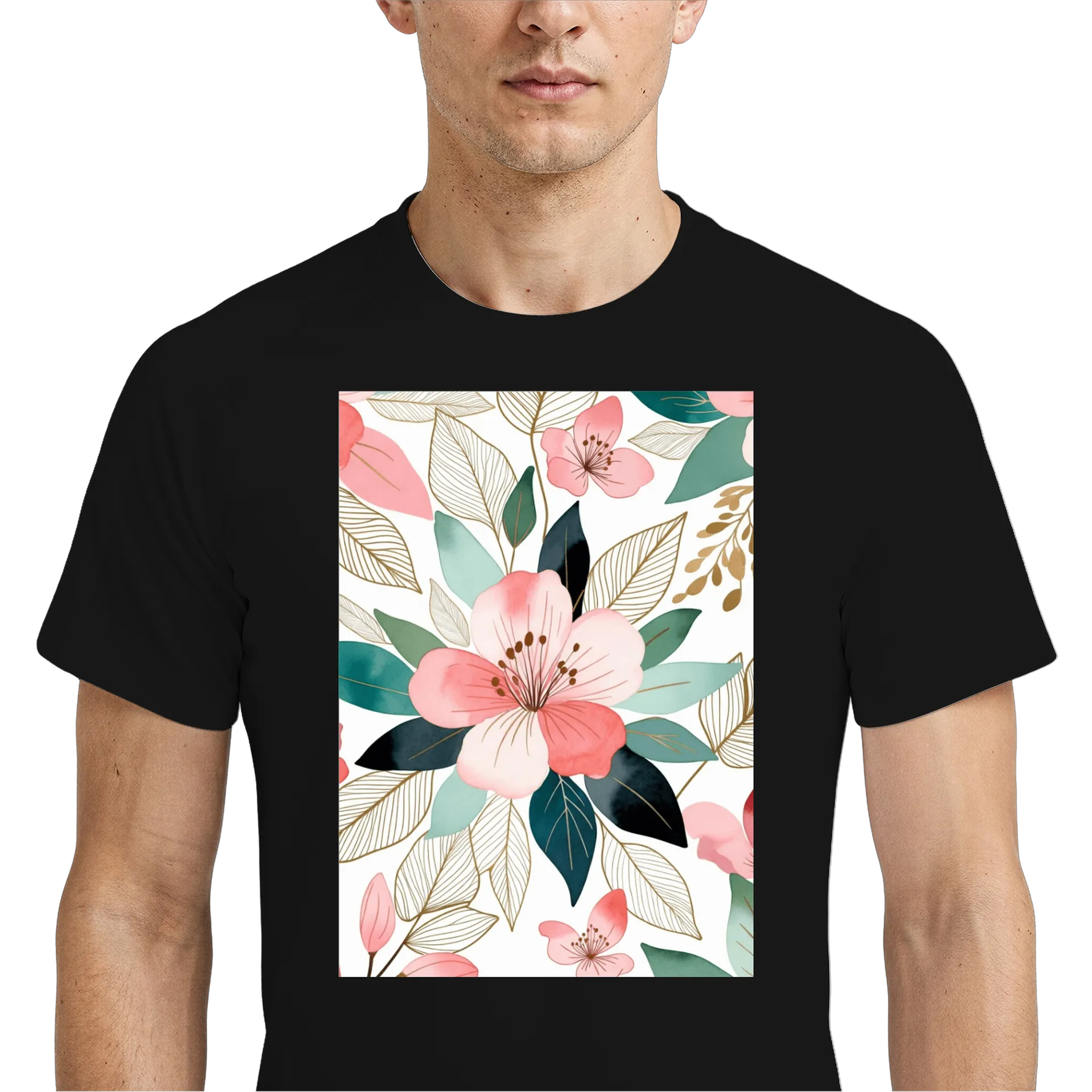 Camiseta Dry Fit Estampa Floral Rosa 100% Polyester - Imagem 4