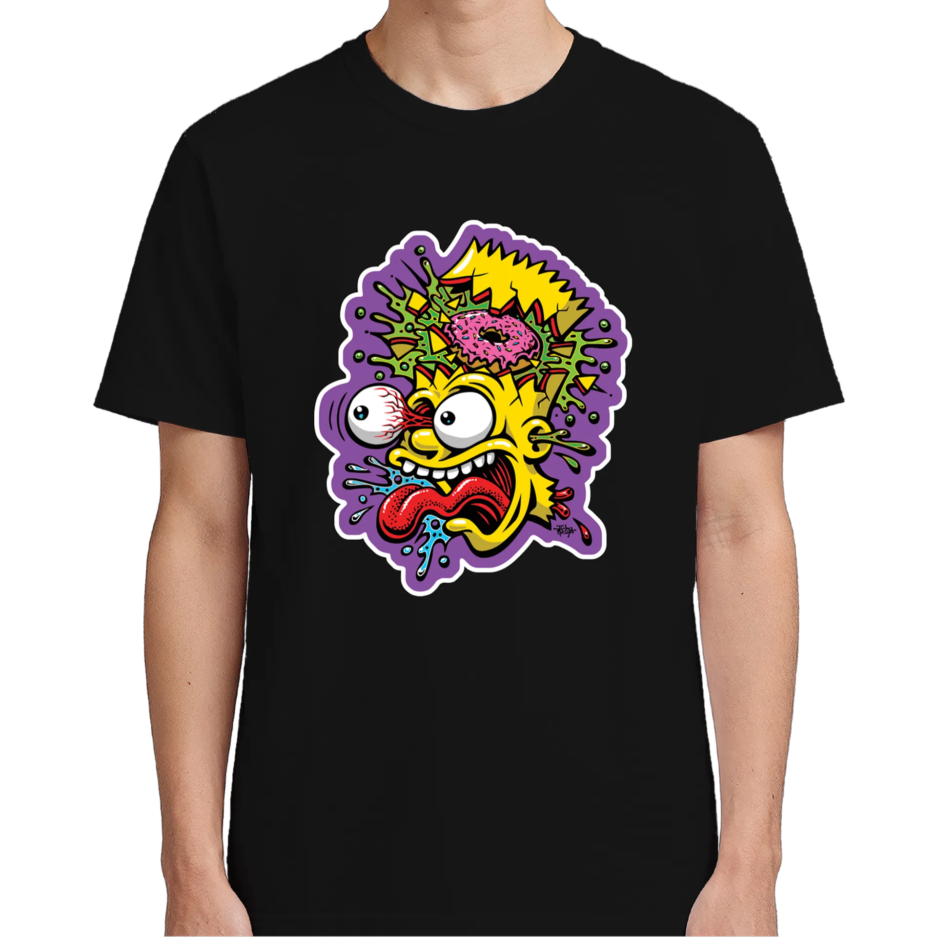 Camiseta Estampa Cabeça Explosiva Com Donut 100% Algodão - Imagem 5