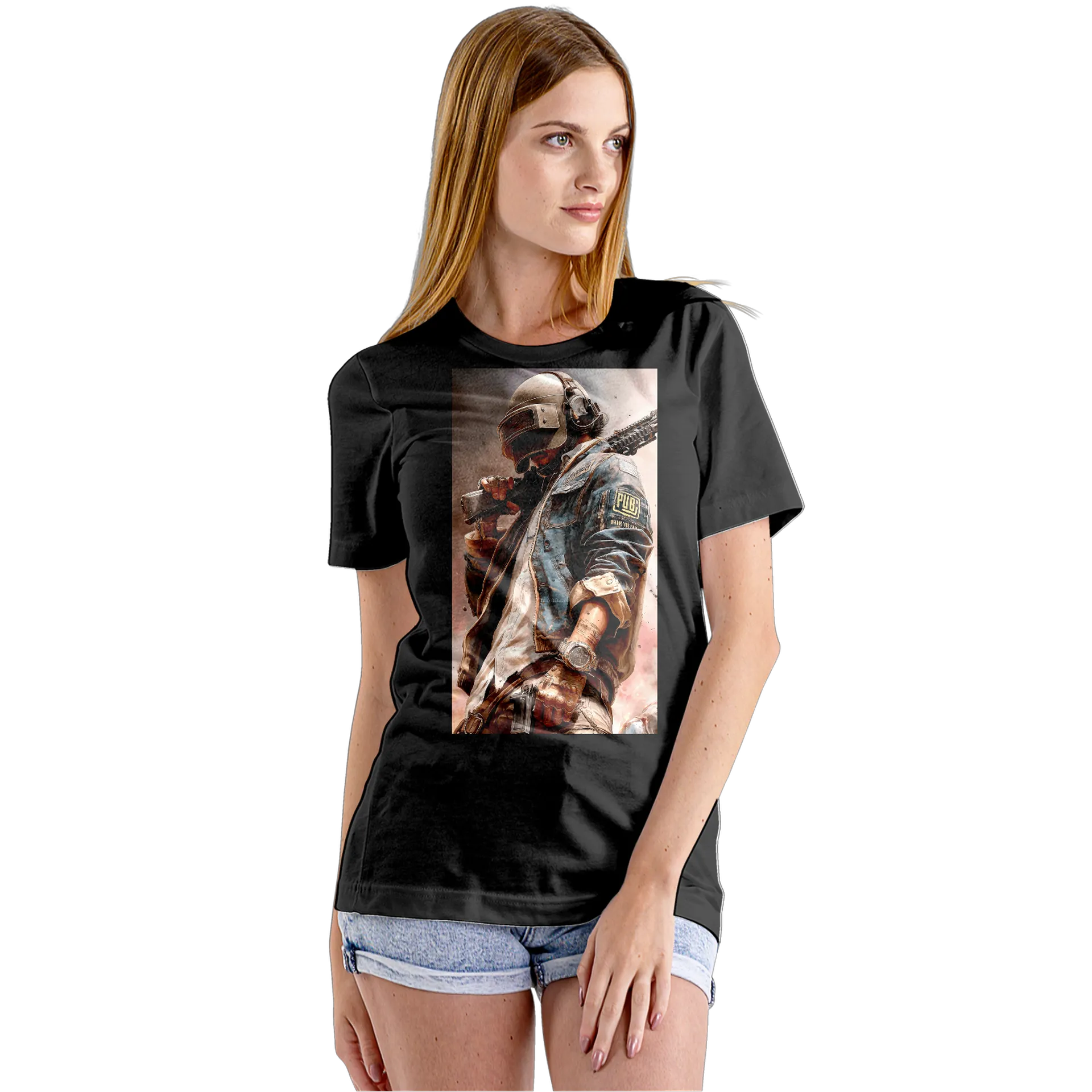 Camiseta Babylook Personagem PUBG Armado 100% Algodão - Imagem 5