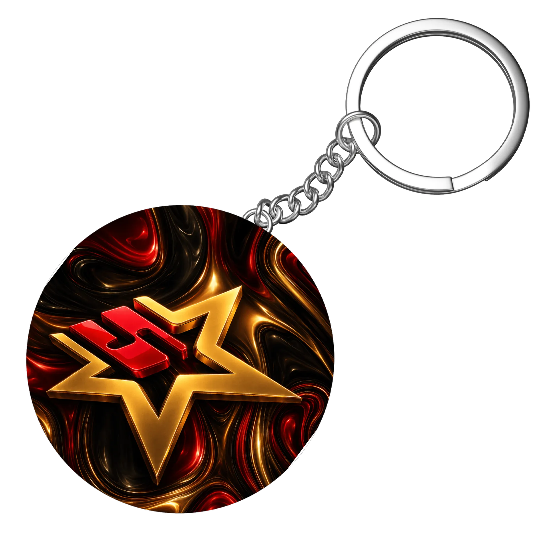 Chaveiro MDF Estampa Estrela Ouro Vermelha - Imagem 3