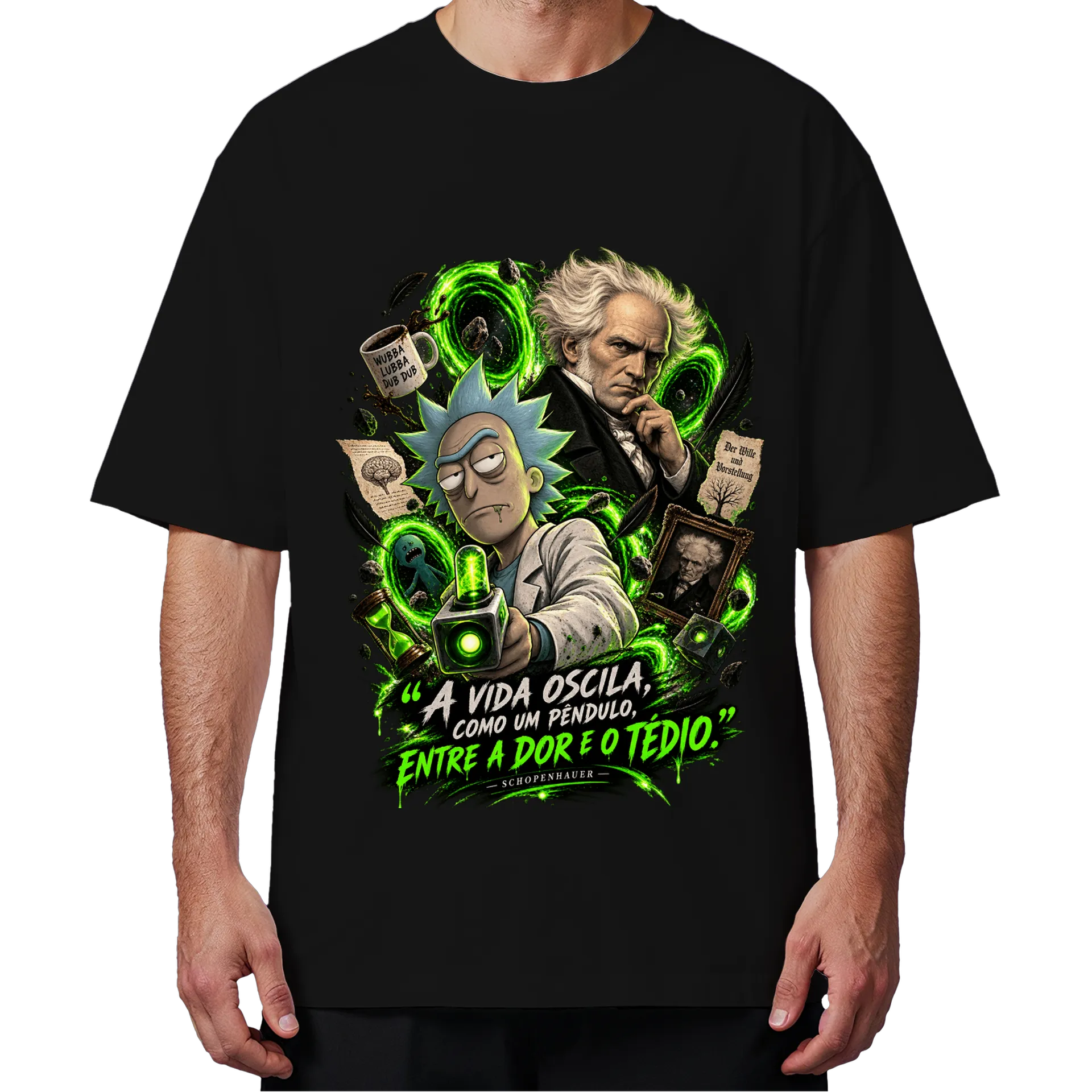 Camiseta Oversized Rick e Shopenwaher (pessimismo)) de Lpandoca — imagem 4 de 6