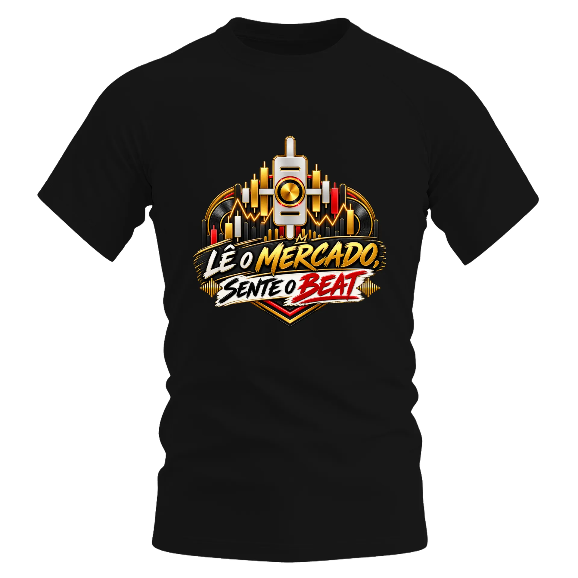 Camiseta Dry Lê o Mercado, Sente o Beat 100% Poliéster de UM DJ NA BOLSA — imagem 1 de 6