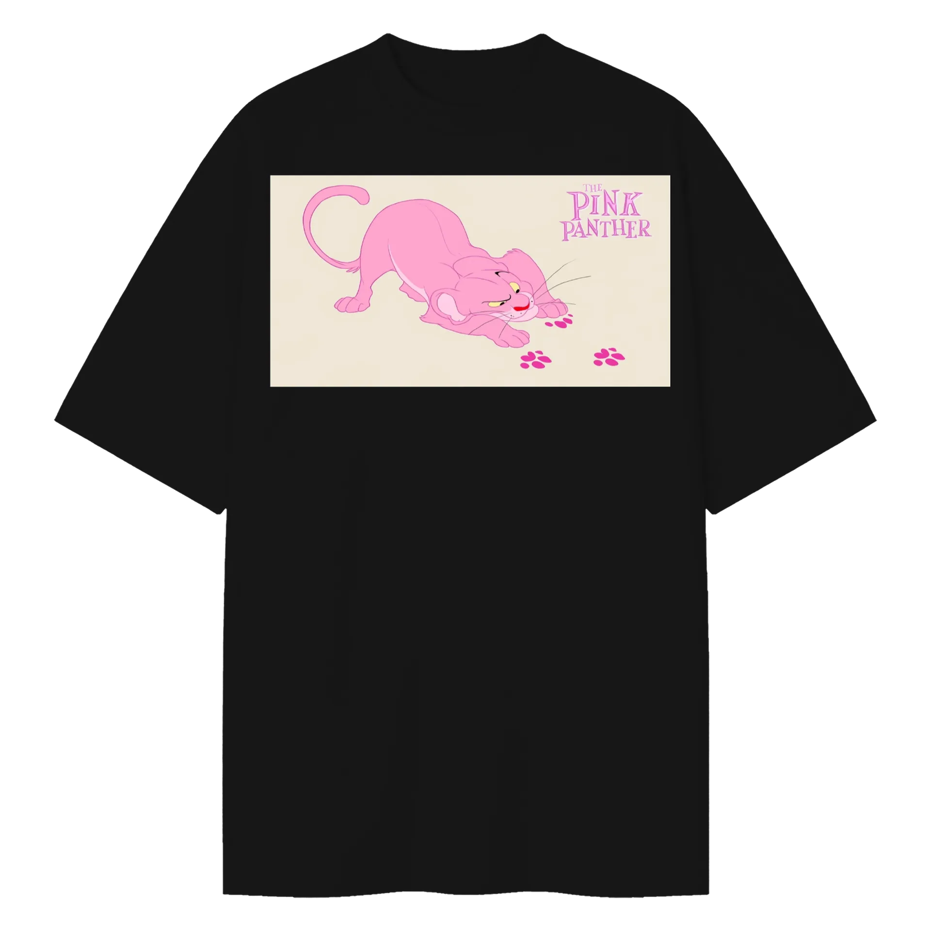Camiseta Oversized Pantera Rosa Estampa Cartoon 100% Algodão - Imagem 1
