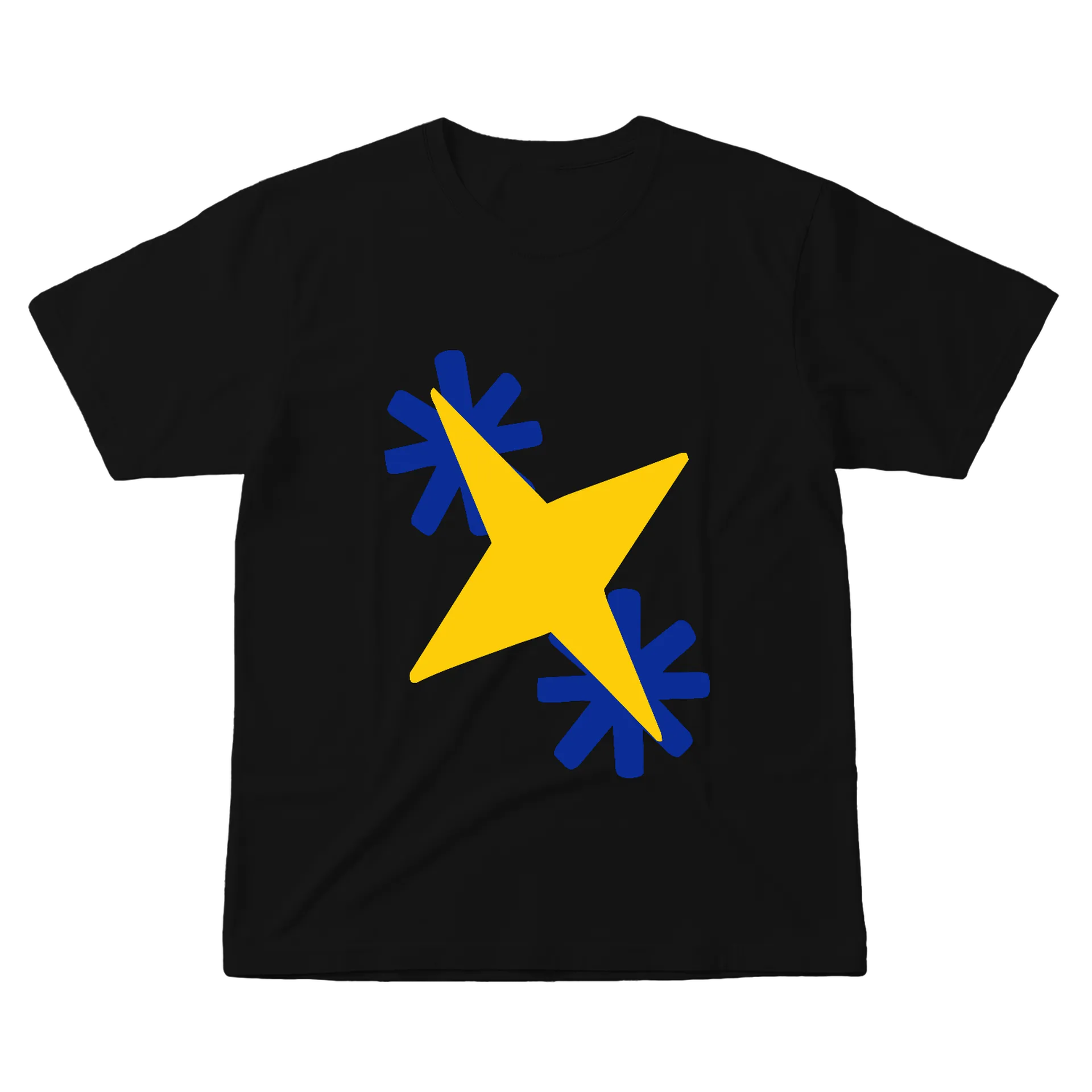 Camiseta Estampa Tipográfica Estrela Amarela Azul 100% - Imagem 1