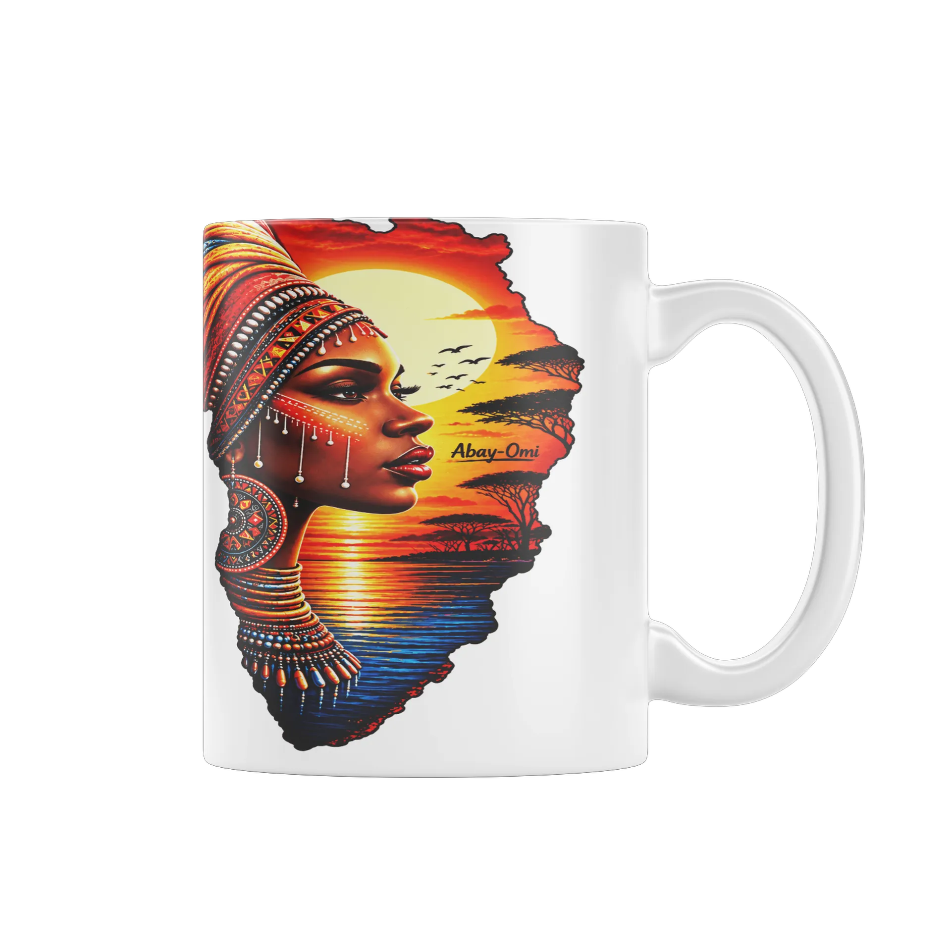 Caneca Mulher Africana Pôr do Sol Abay-Omi 325ml - Imagem 1