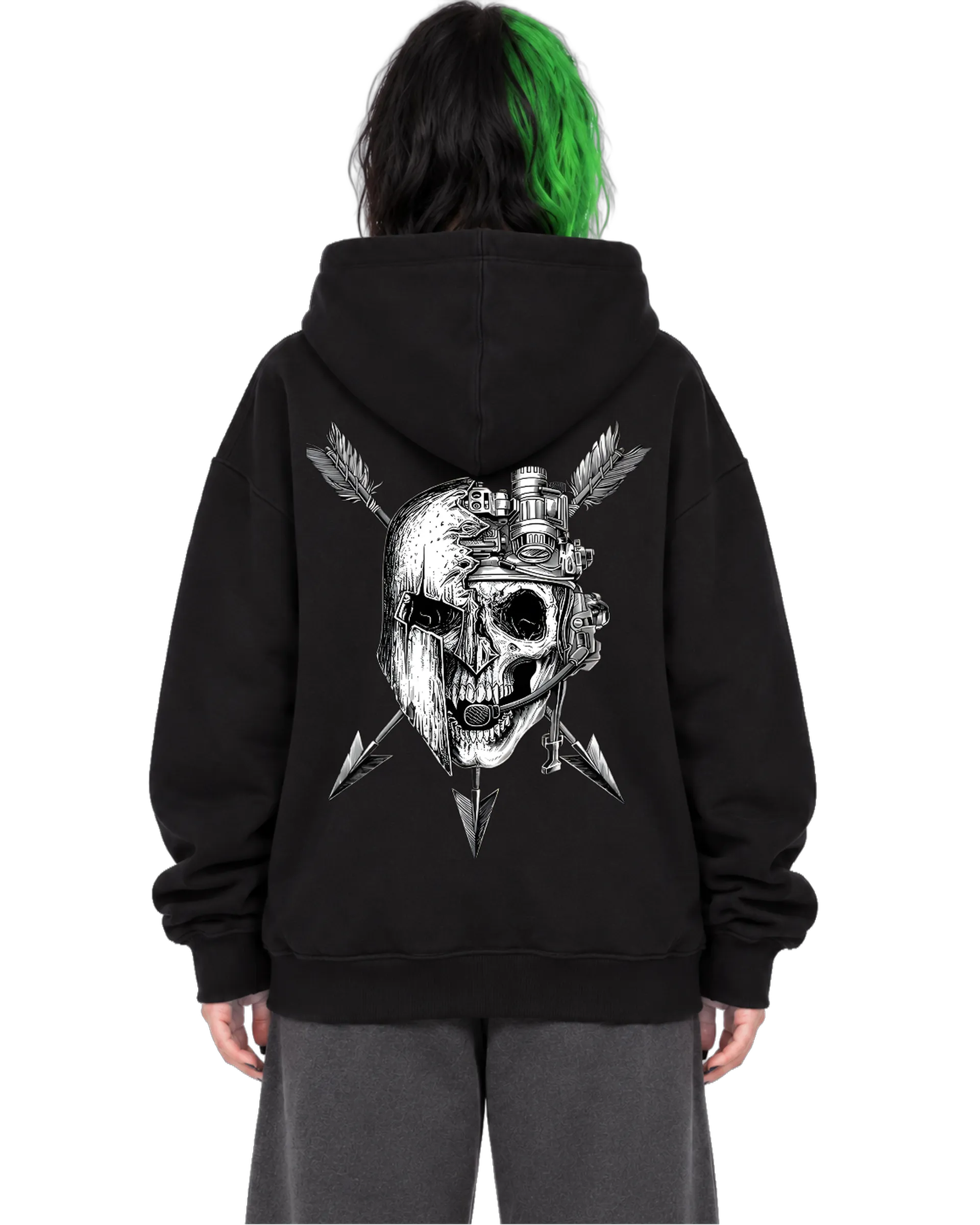 Blusa Moletom Canguru Caveira com Capacete Monocromática de D'ZARMY TACTICAL COMBAT WEAR  — imagem 2 de 6