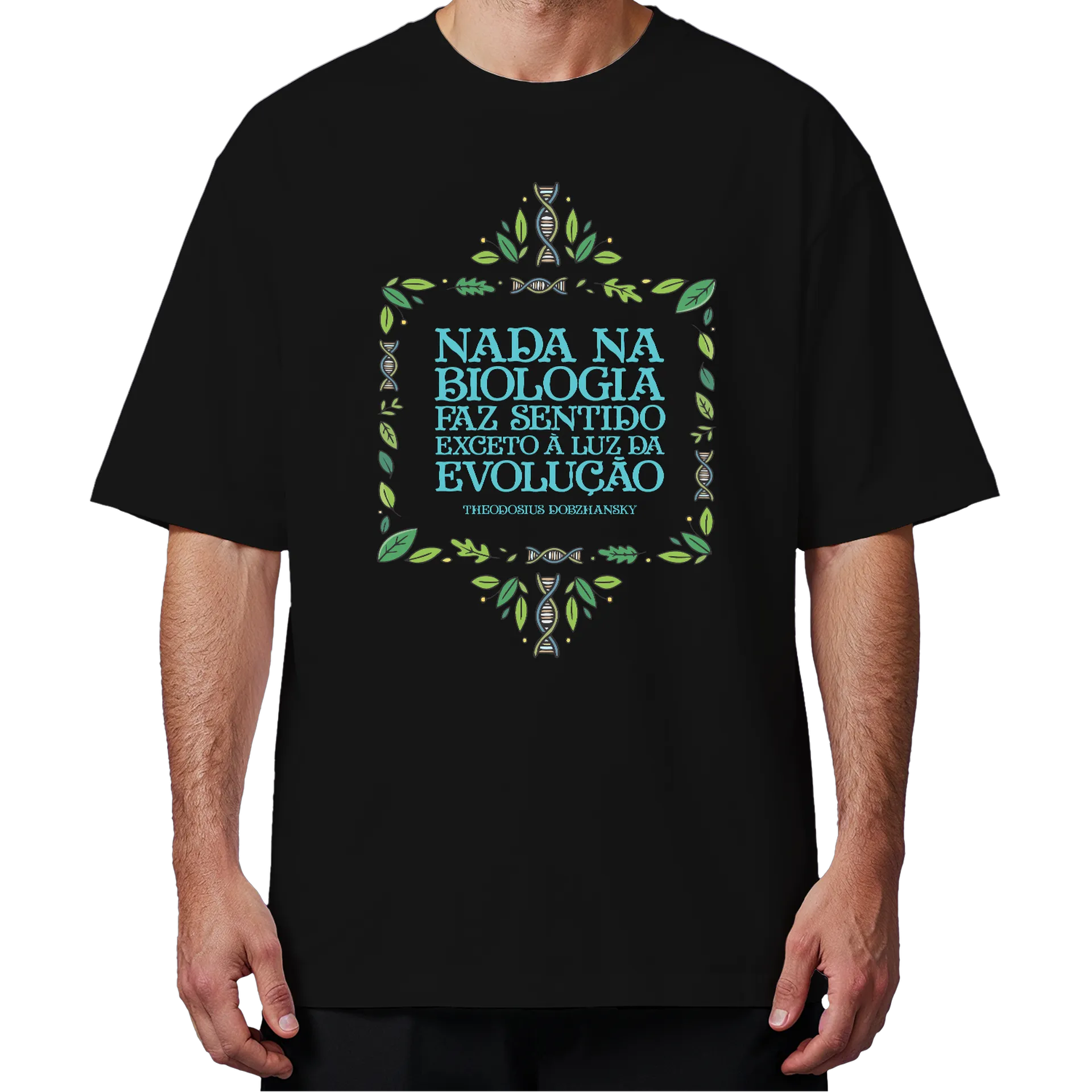 Camiseta Oversized Biologia Evolução Preto 100% Algodão - Imagem 4