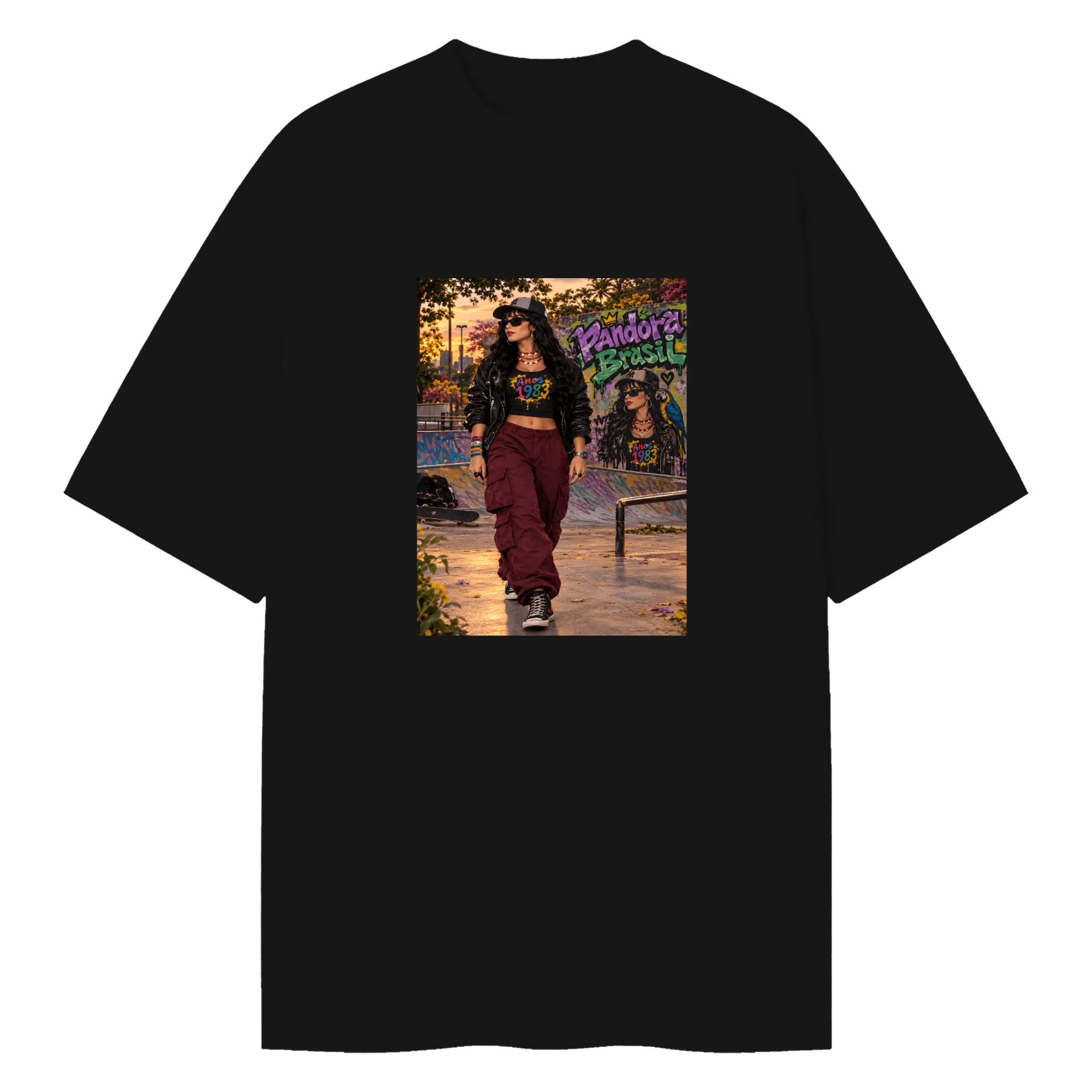 Camiseta Oversized Anos 1983 Grafite Colorido Skate - Imagem 1