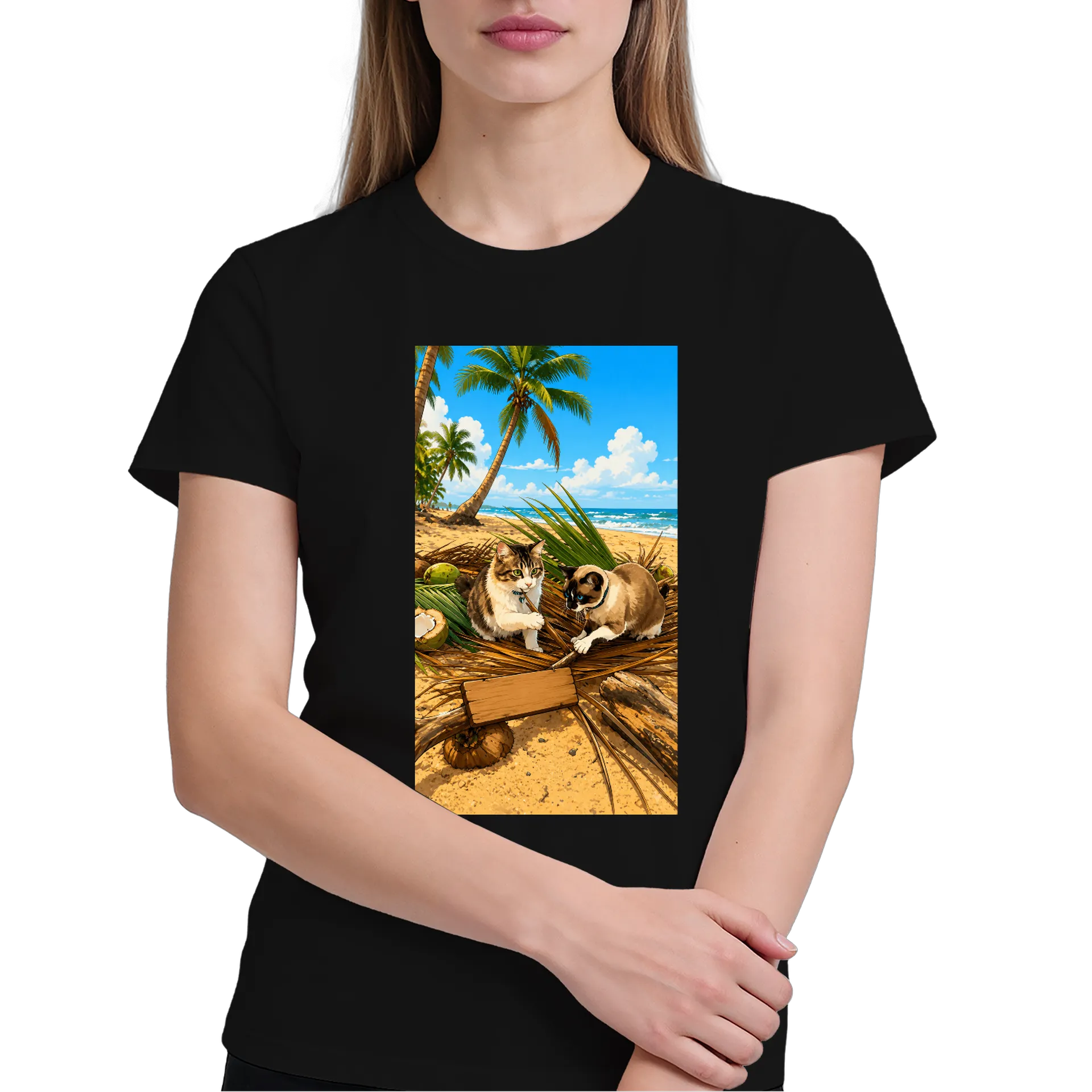 Camiseta gatos na praia - Imagem 4