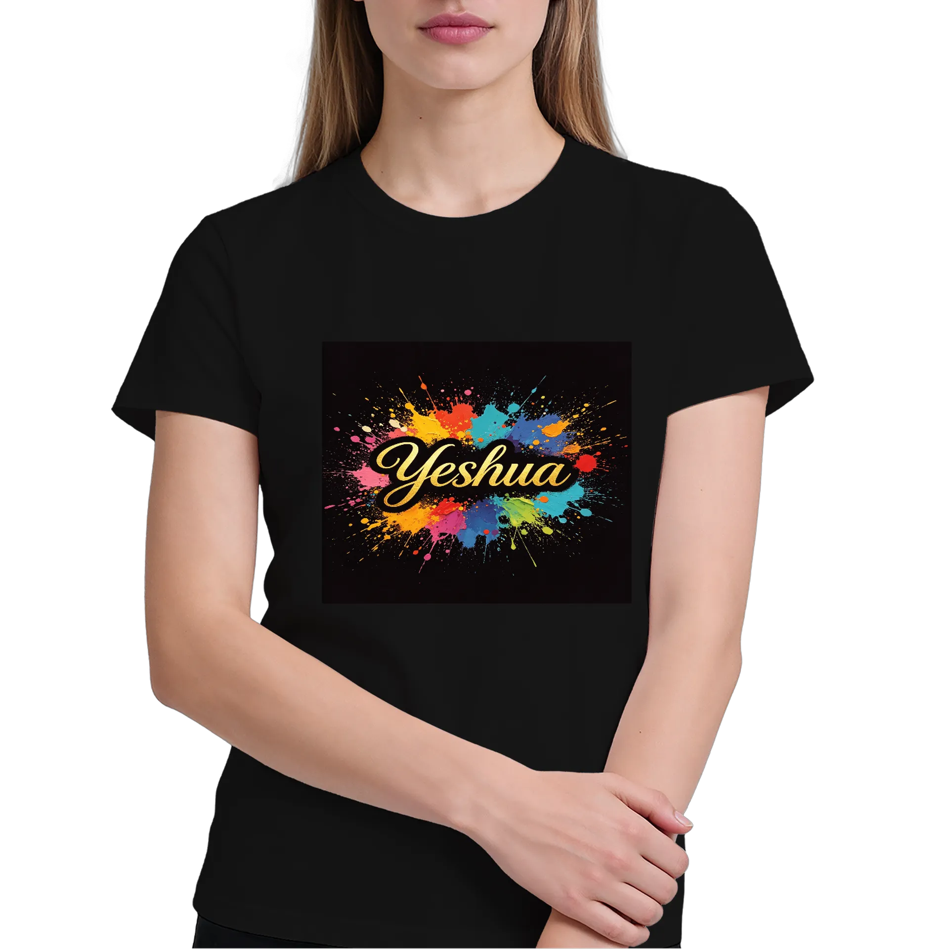 Camiseta Yeshua Estampa Colorida Pintura Abstracta 100% - Imagem 4