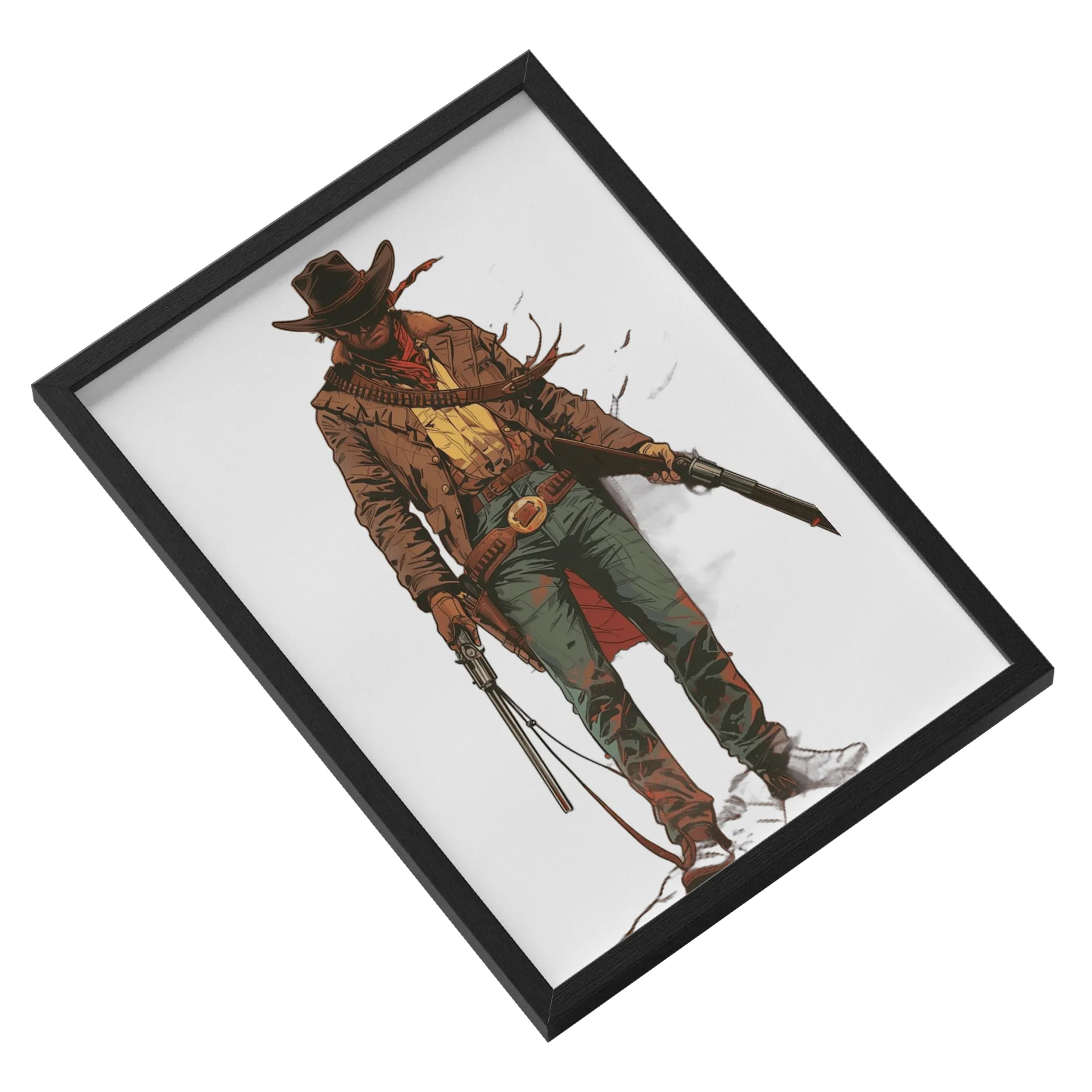 Quadro Cowboy com Armas MDF e Vidro A3 - Imagem 2