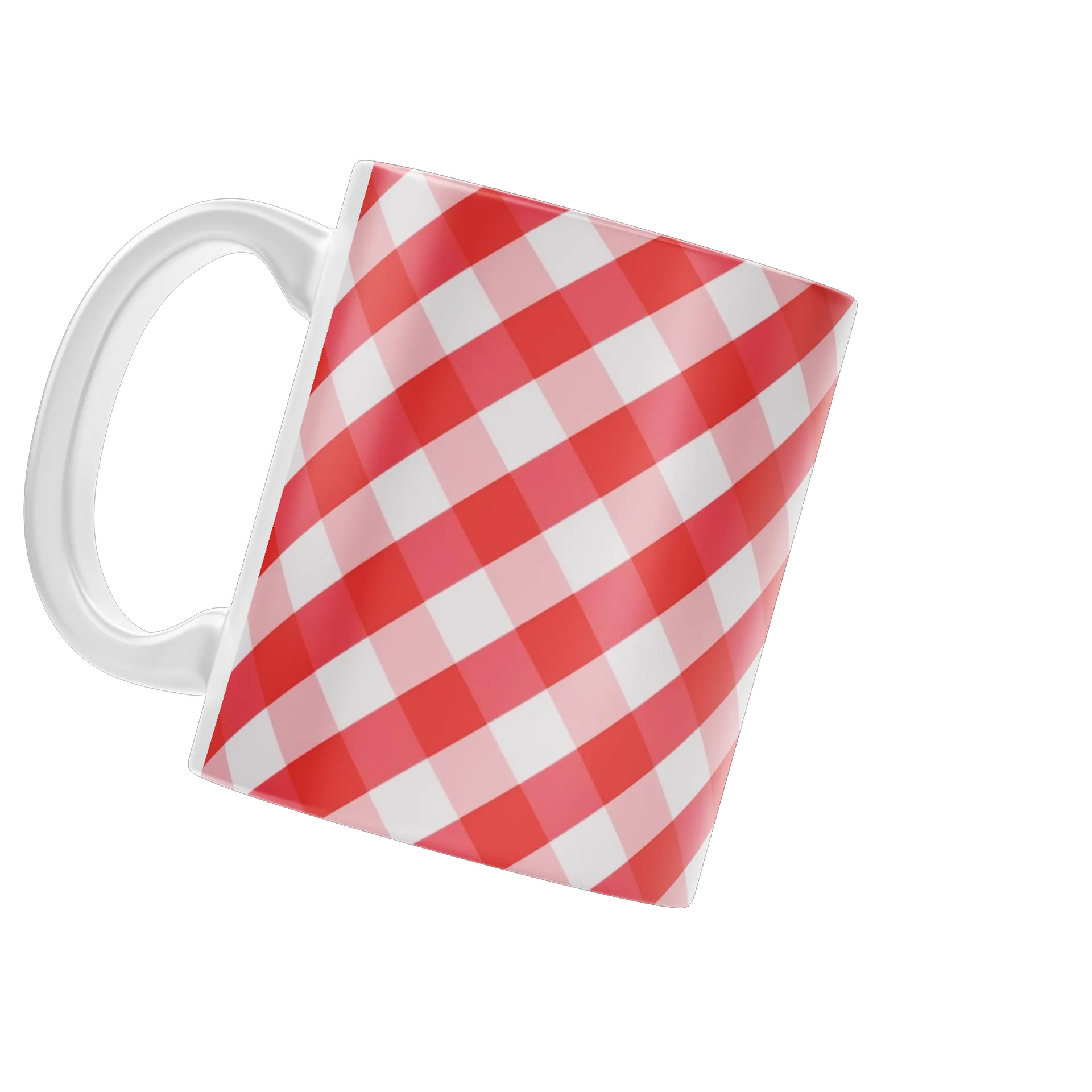 Caneca Porcelana Estampa Romântica Xadrez 325ml - Imagem 3