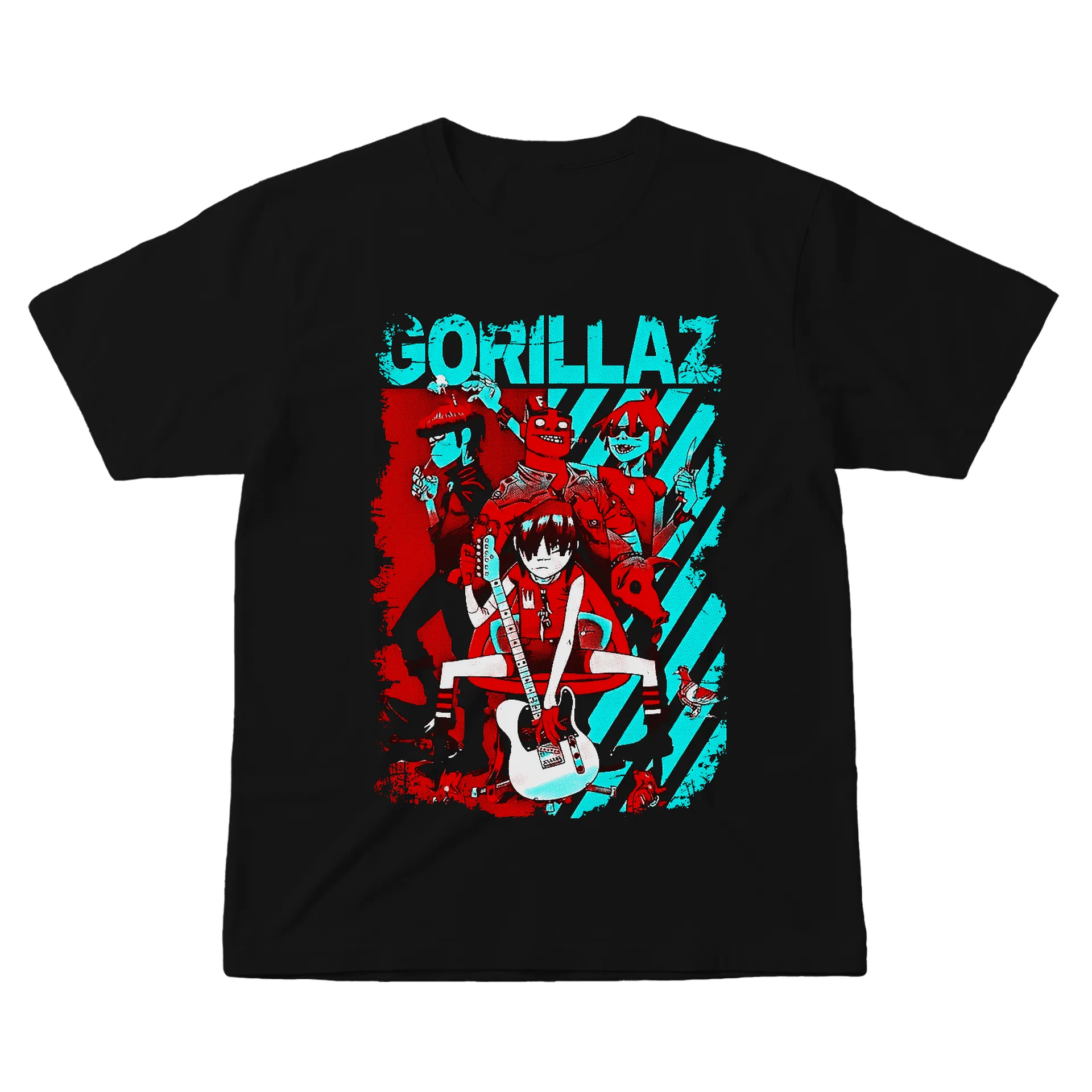 Camiseta Estampa Gorillaz Preto 100% Algodão - Imagem 1