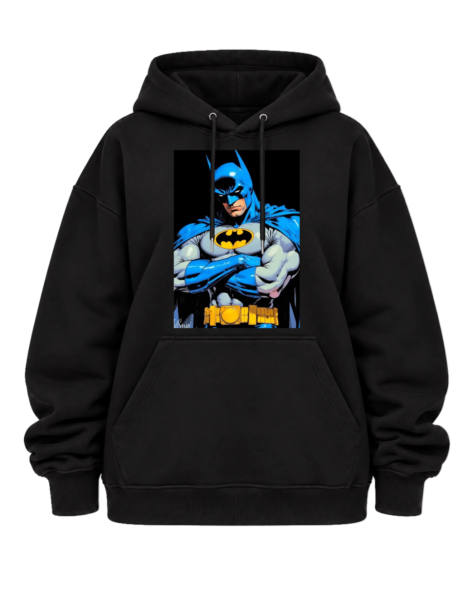 Blusa Moletom Canguru Batman Ilustração em Quadrinhos Azul - Imagem 5