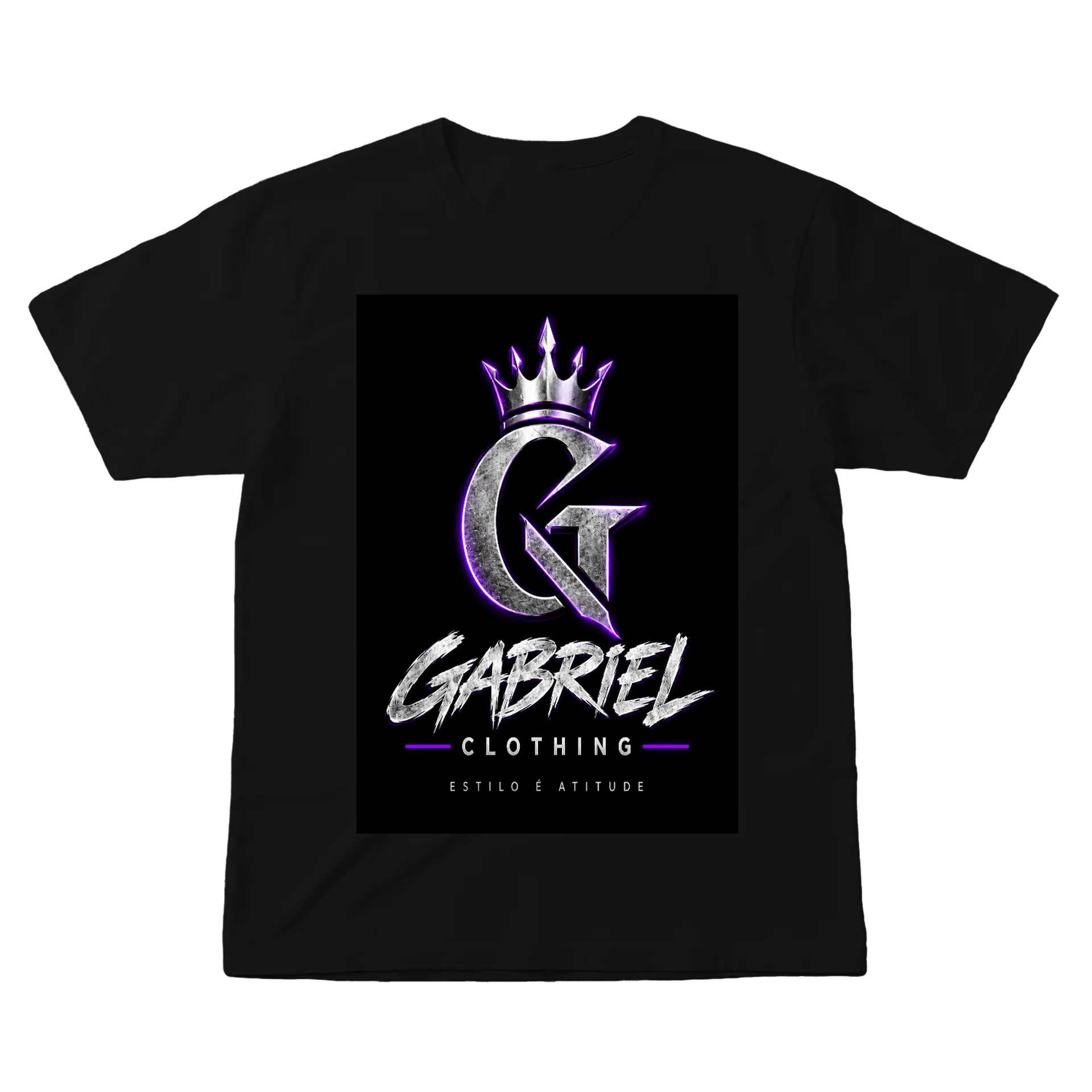 Camiseta Logo Gabriel Coroa Estampa Tipográfica 100% Algodão de Marcio — imagem 1 de 6