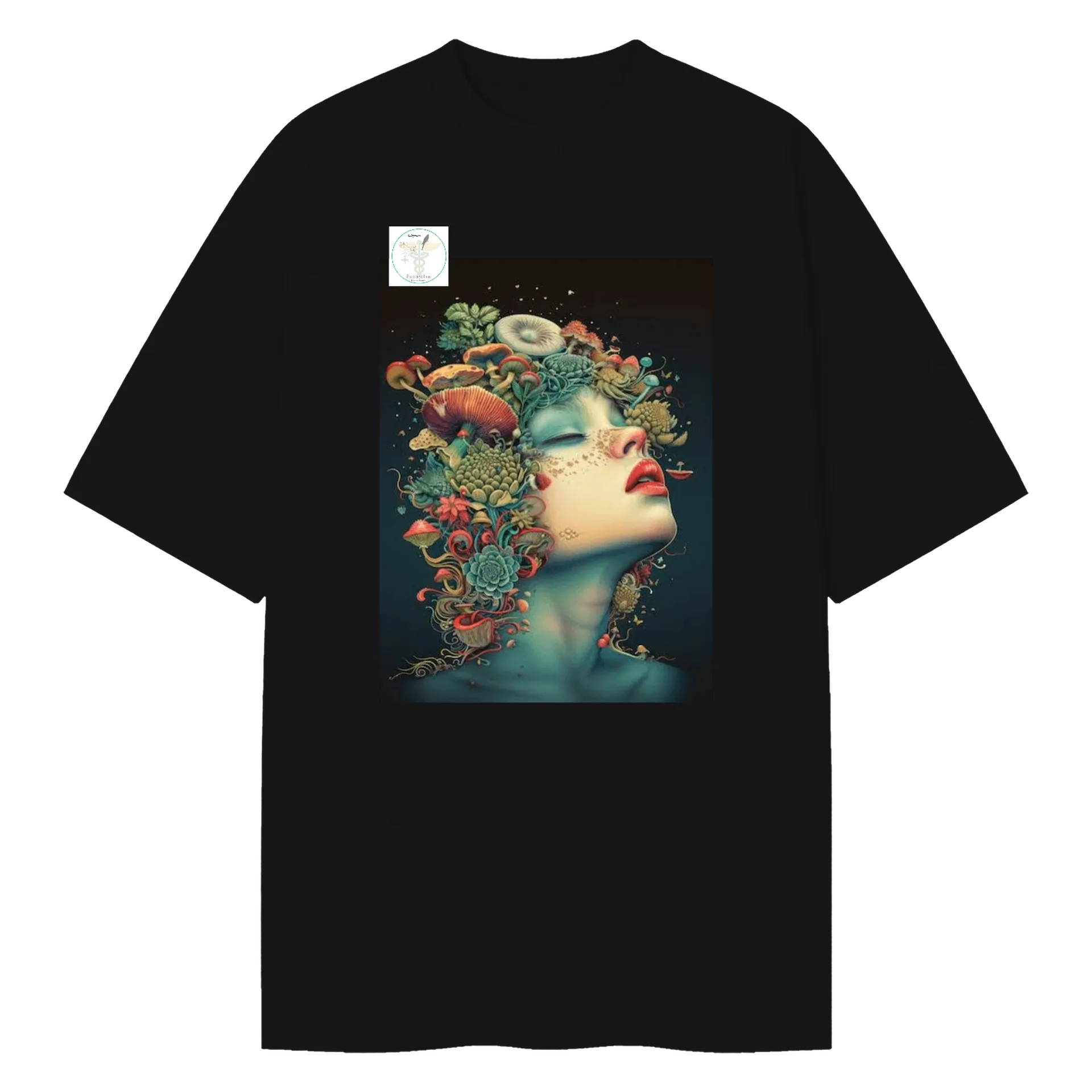 Camiseta Oversized Arte Floral Colorida 100% Algodão - Imagem 1