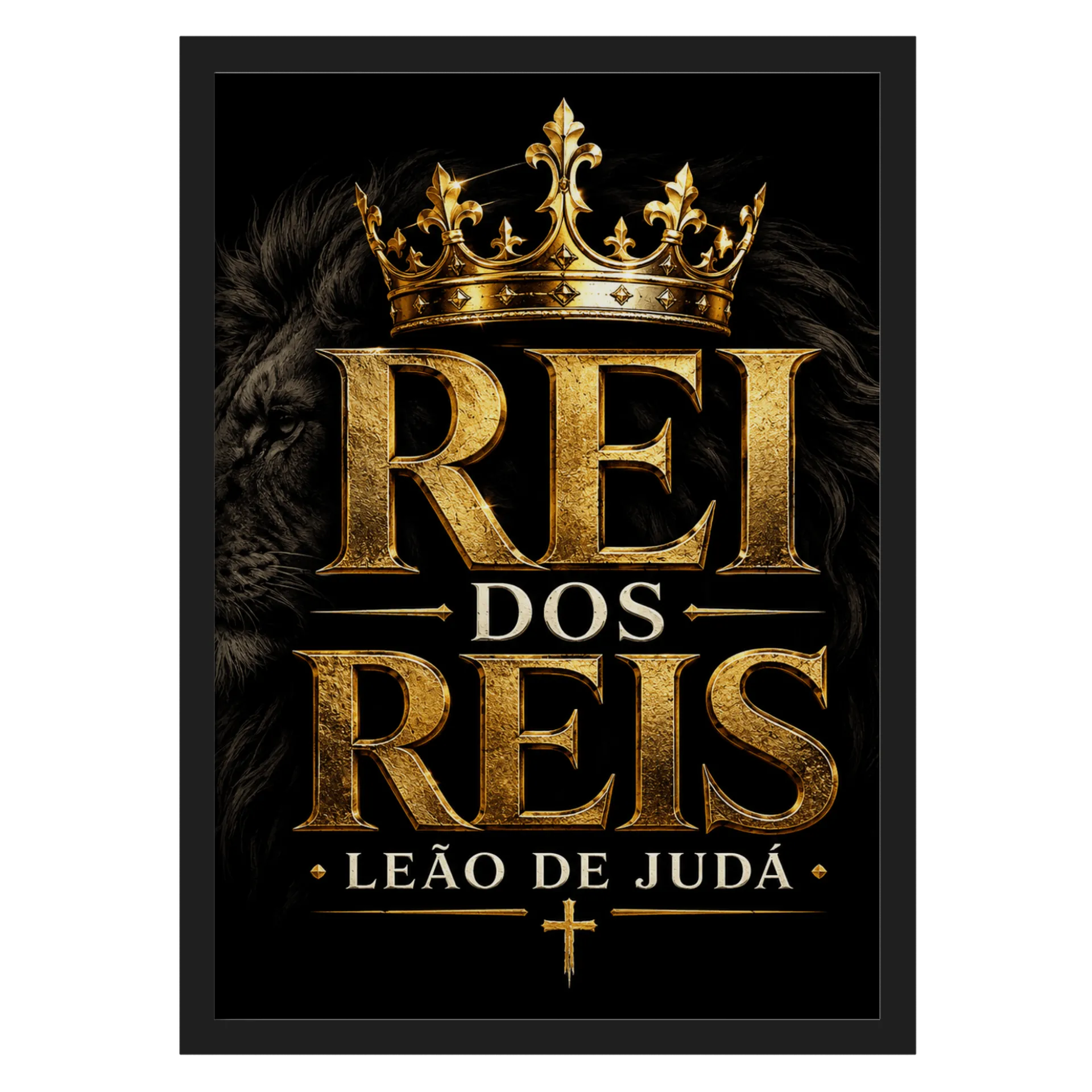 Quadro Rei dos Reis Leão de Judá A3 MDF e Vidro - Imagem 1