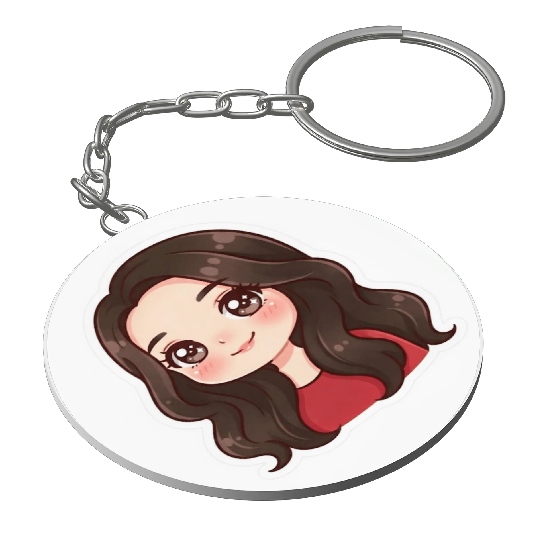 Chaveiro MDF Menina de Cabelo Longo Estilo Cartoon - Imagem 1