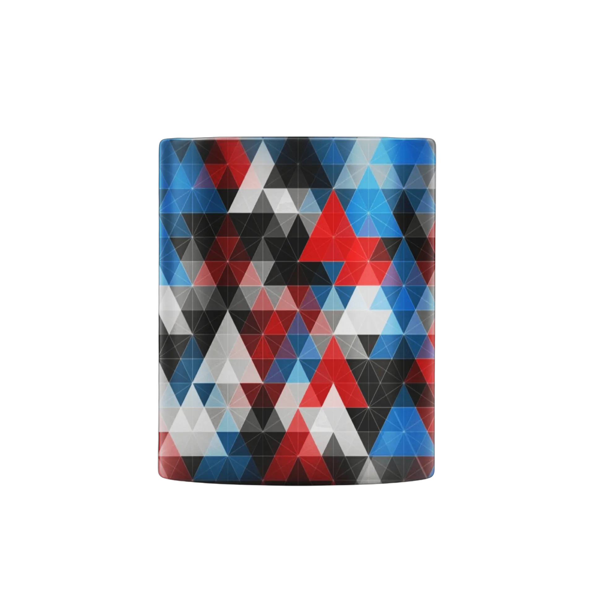 Caneca Porcelana Estampa Geométrica Azul Vermelho 325ml - Imagem 2