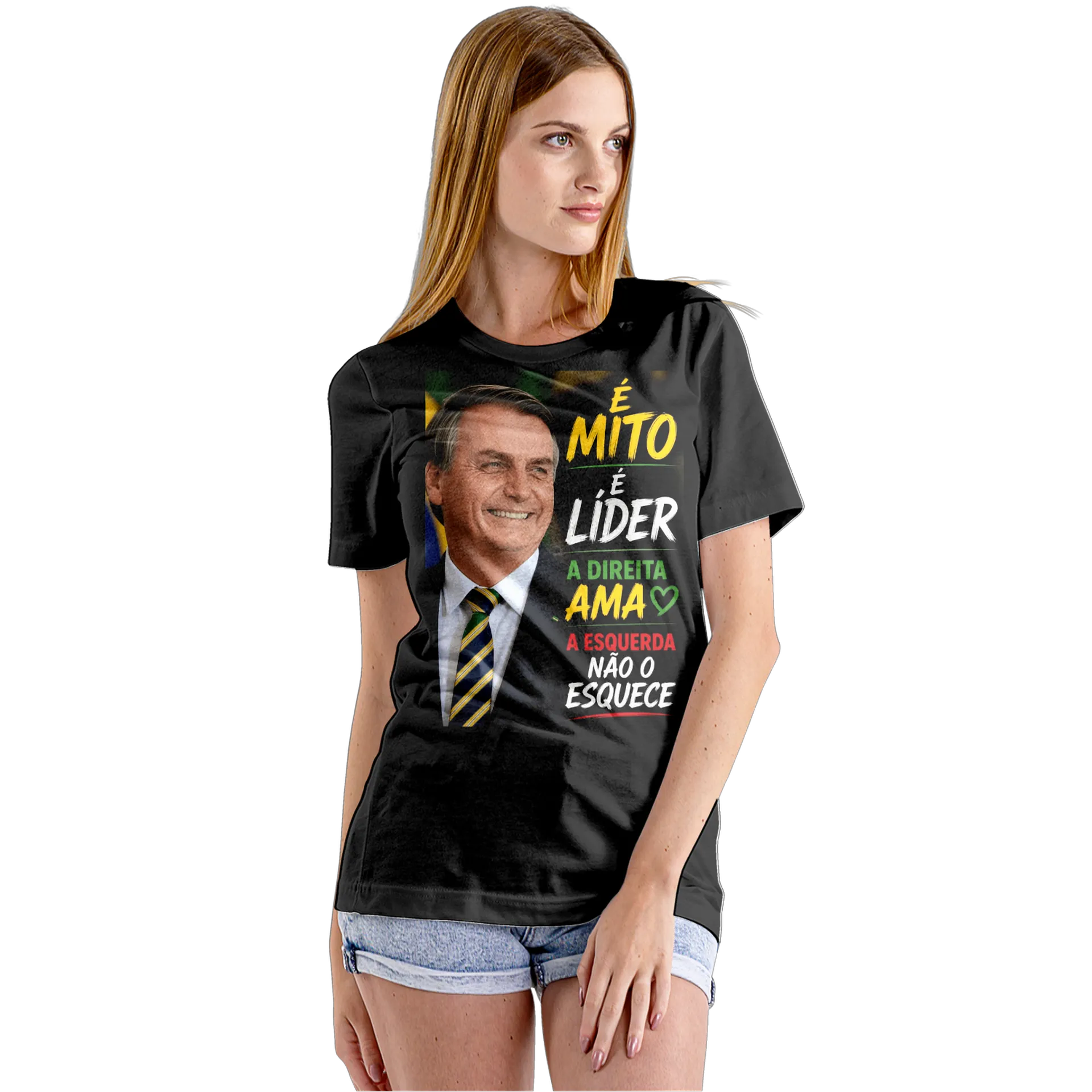 Camiseta Babylook Bolsonaro Estampa Tipográfica 100% Algodão - Imagem 5