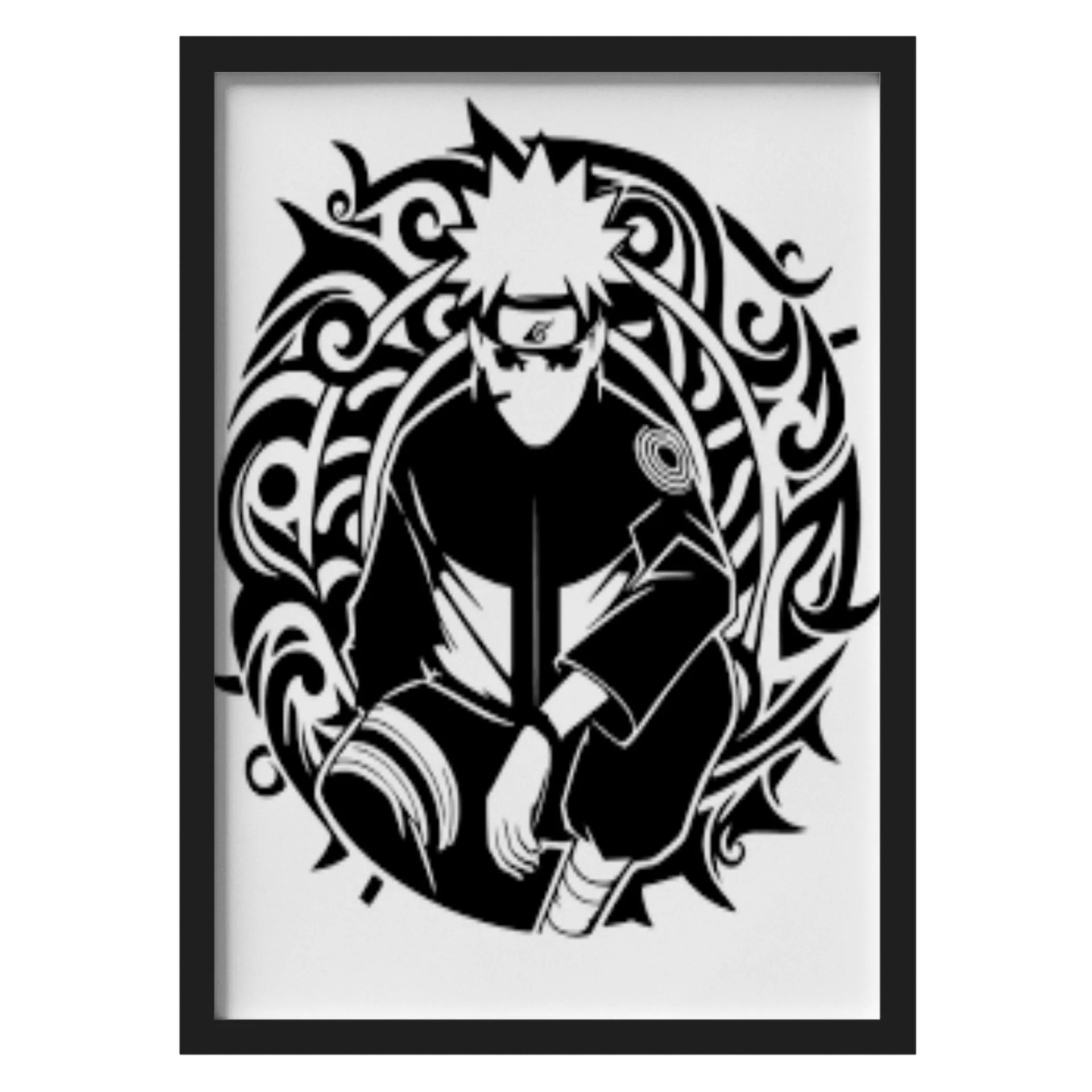 Quadro Naruto Estilo Preto e Branco A3 - Imagem 1