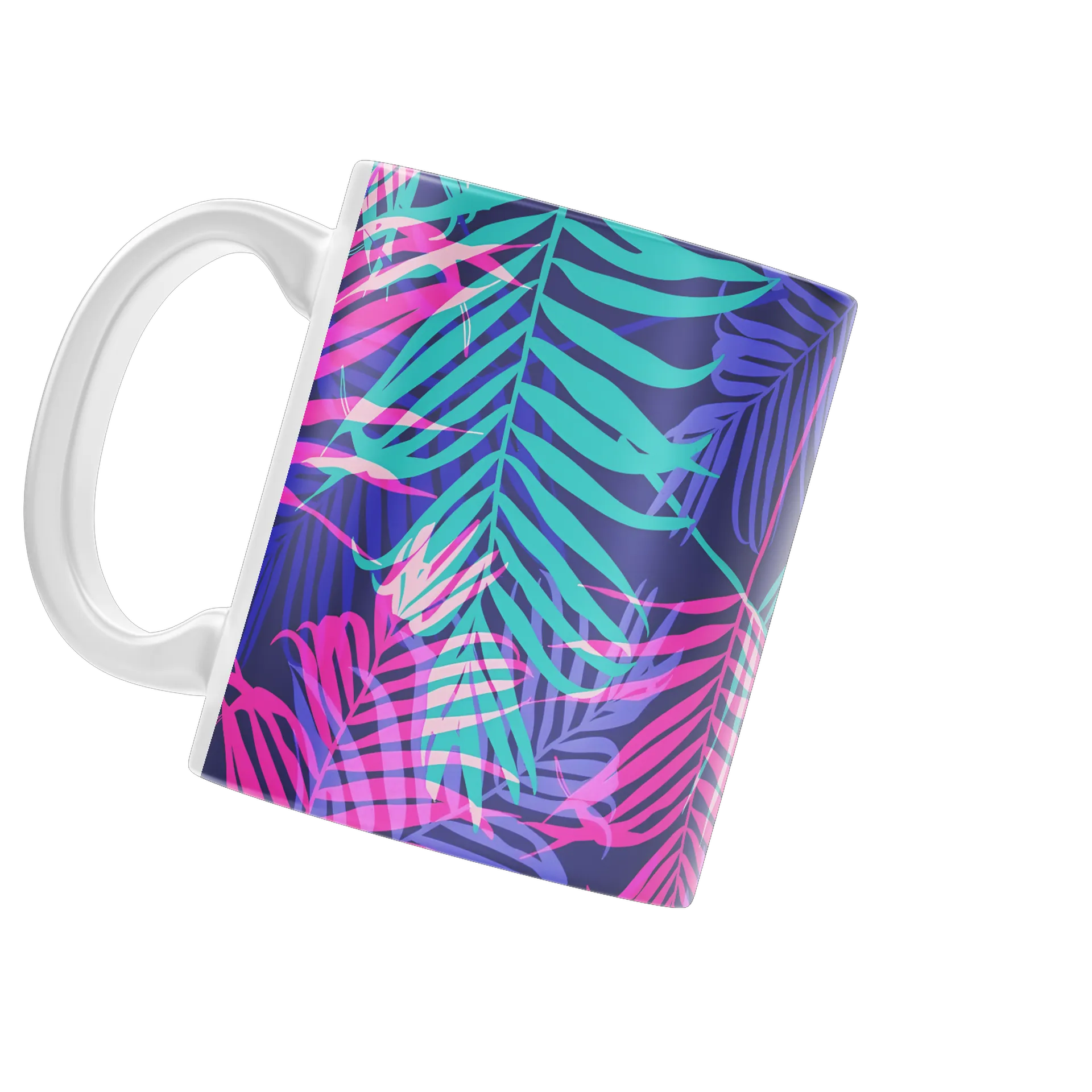Caneca Porcelana Abstrata Neon Azul Rosa 325ml - Imagem 3