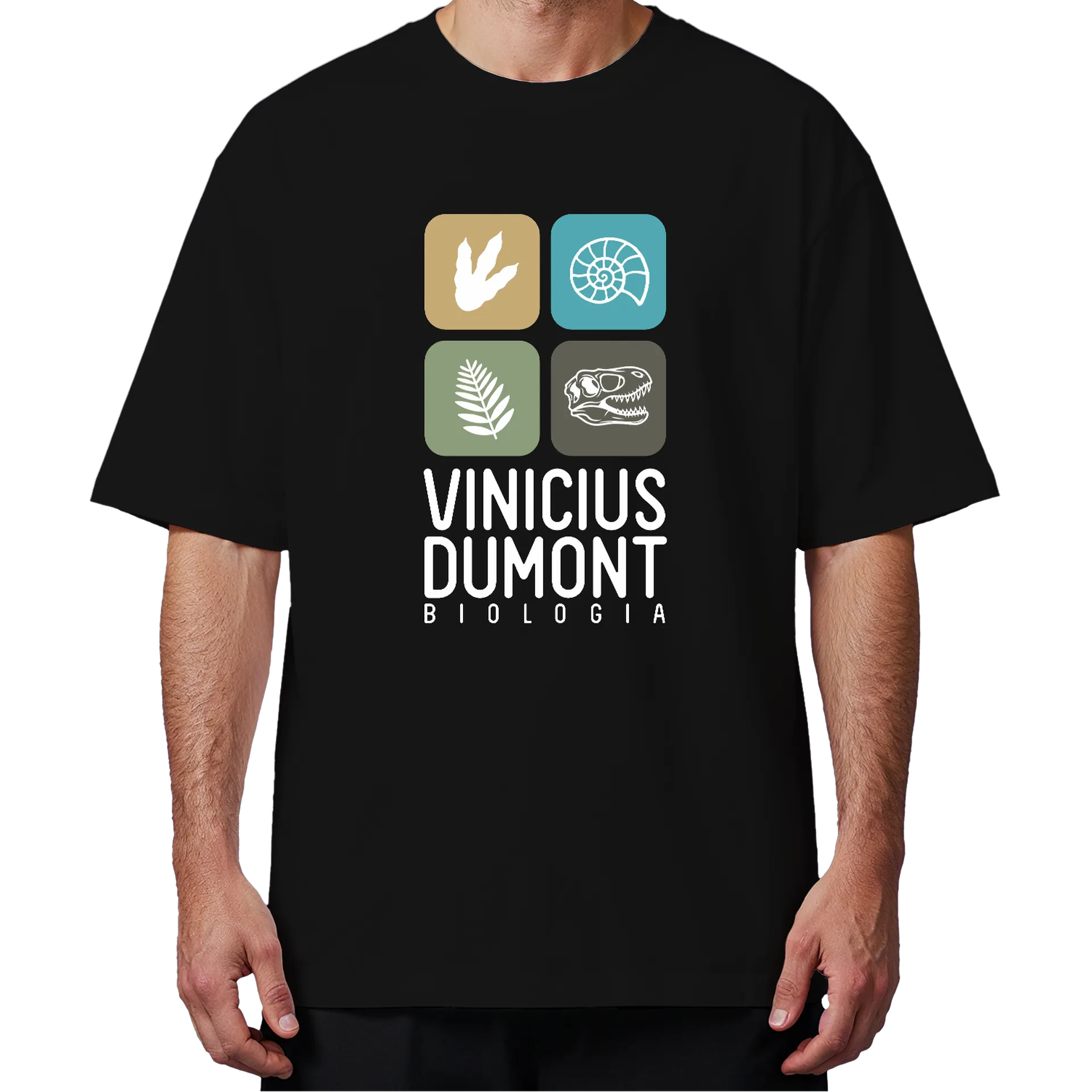 Camiseta Oversized Estampa Biologia 100% Algodão Preto - Imagem 4