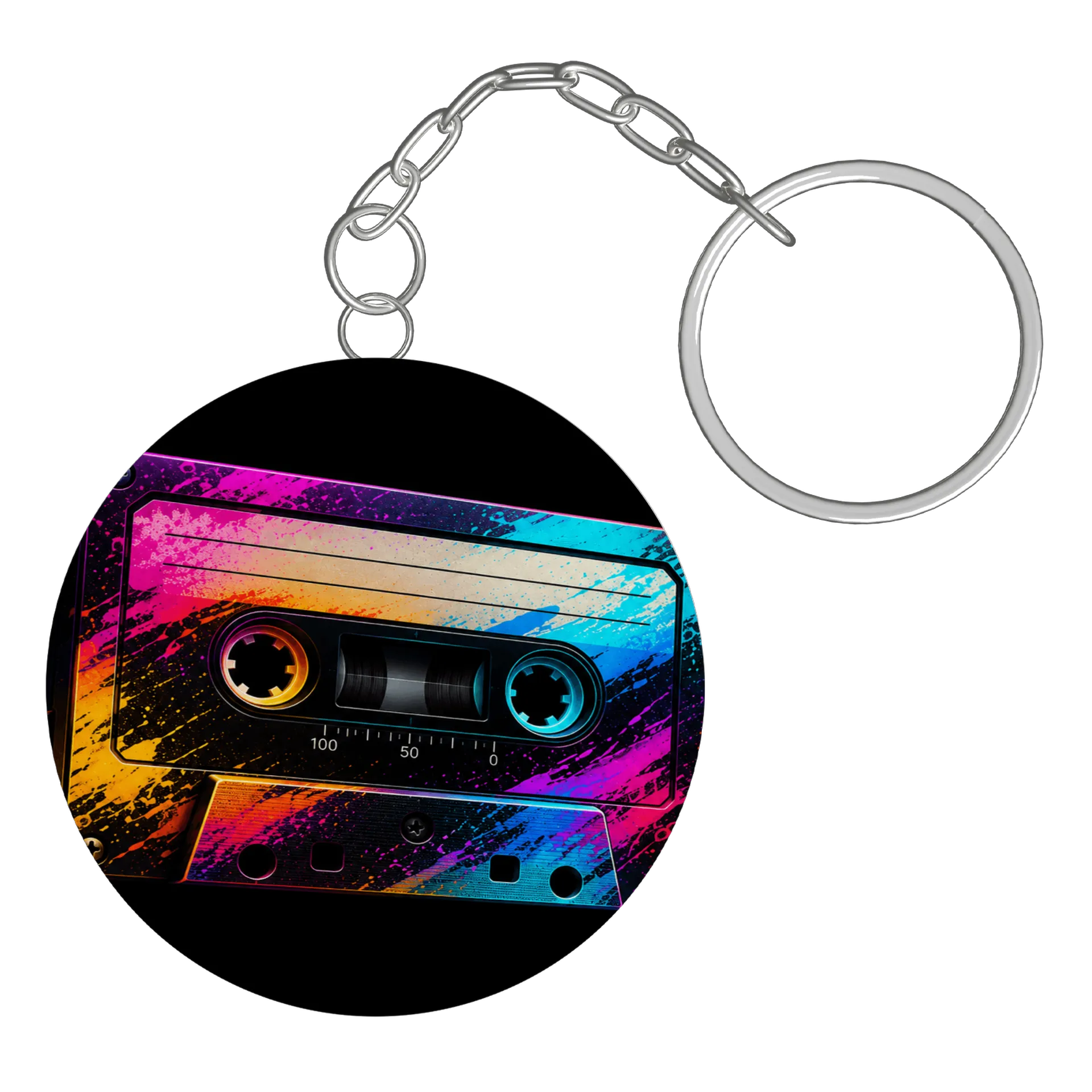 Chaveiro MDF Tape Cassette Neon Colorido - Imagem 3