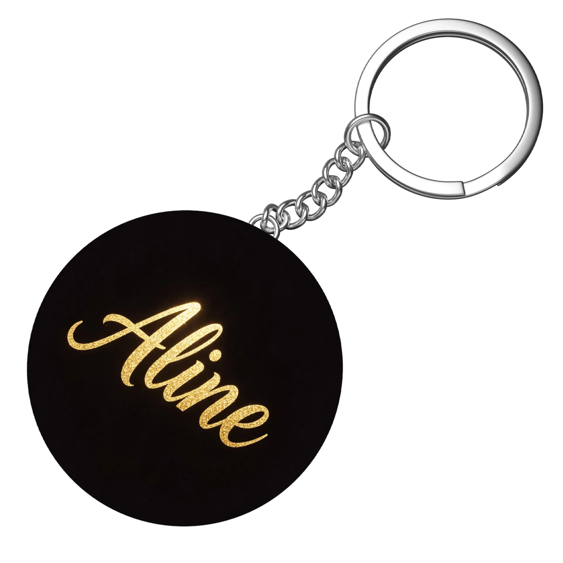 Chaveiro MDF Estampa Alin e Ouro Glitter - Imagem 3