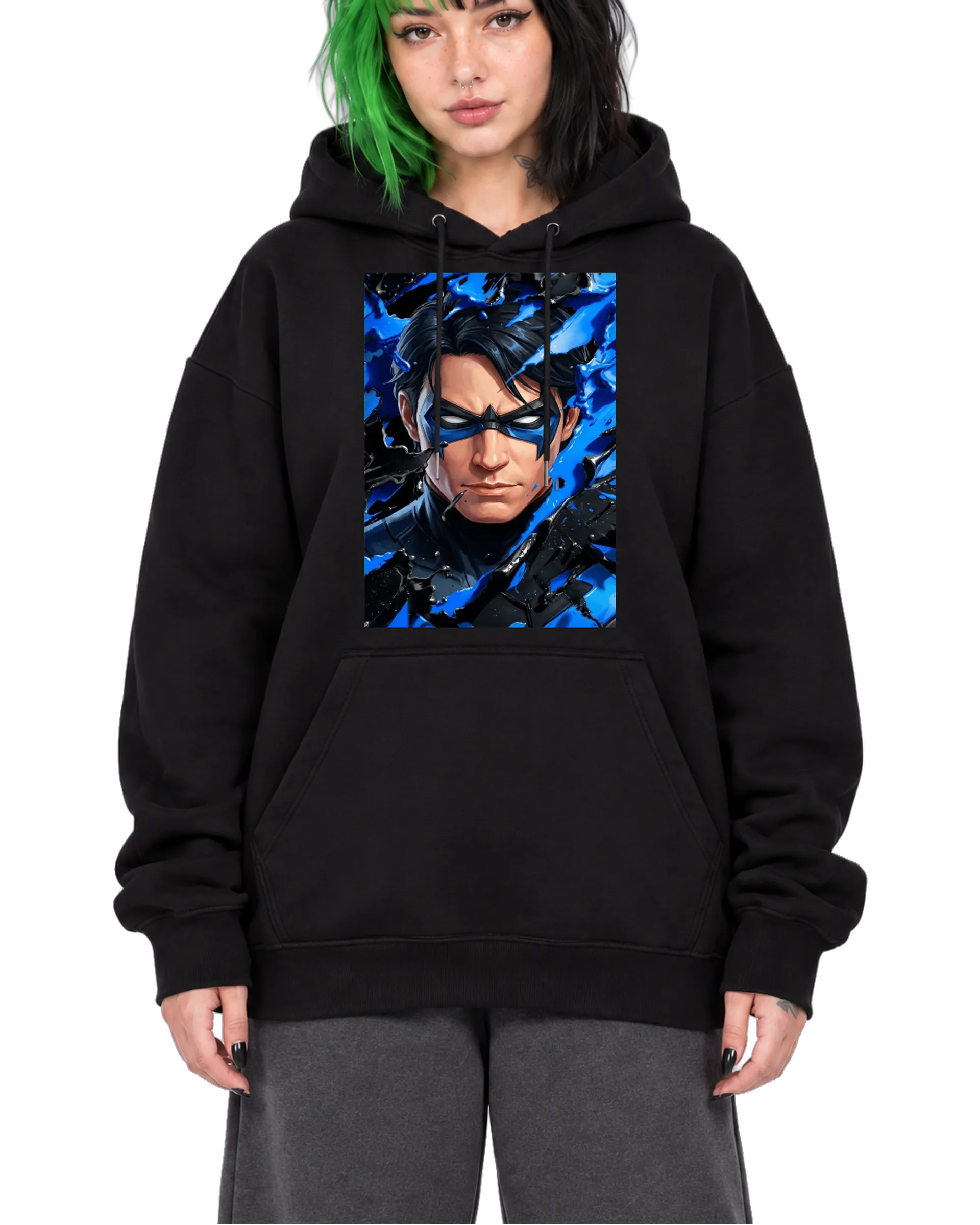 Blusa Moletom Canguru Herói Mascarado Azul e Preto - Imagem 1