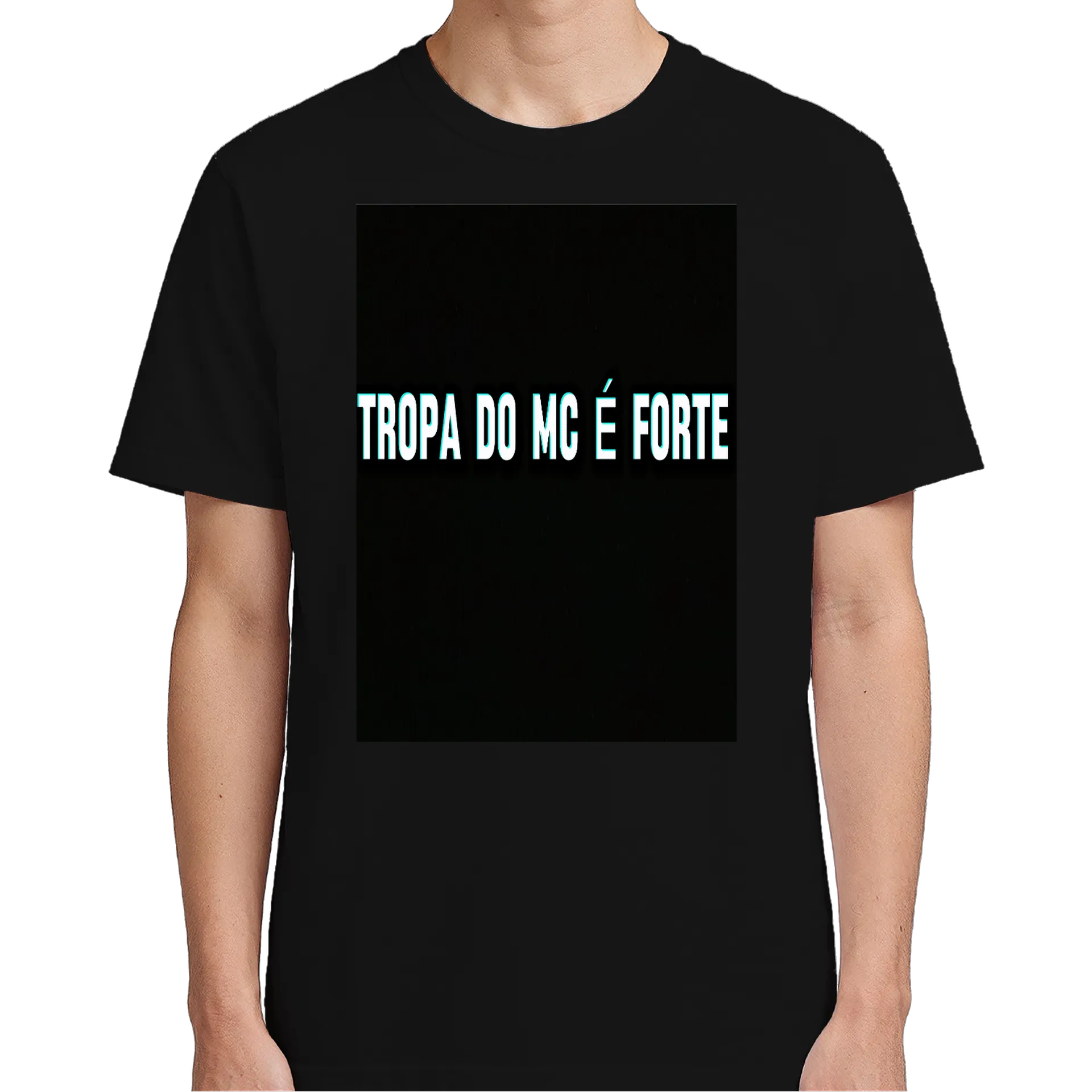 Camiseta Tropa do MC É Forte 100% Algodão Preto - Imagem 5