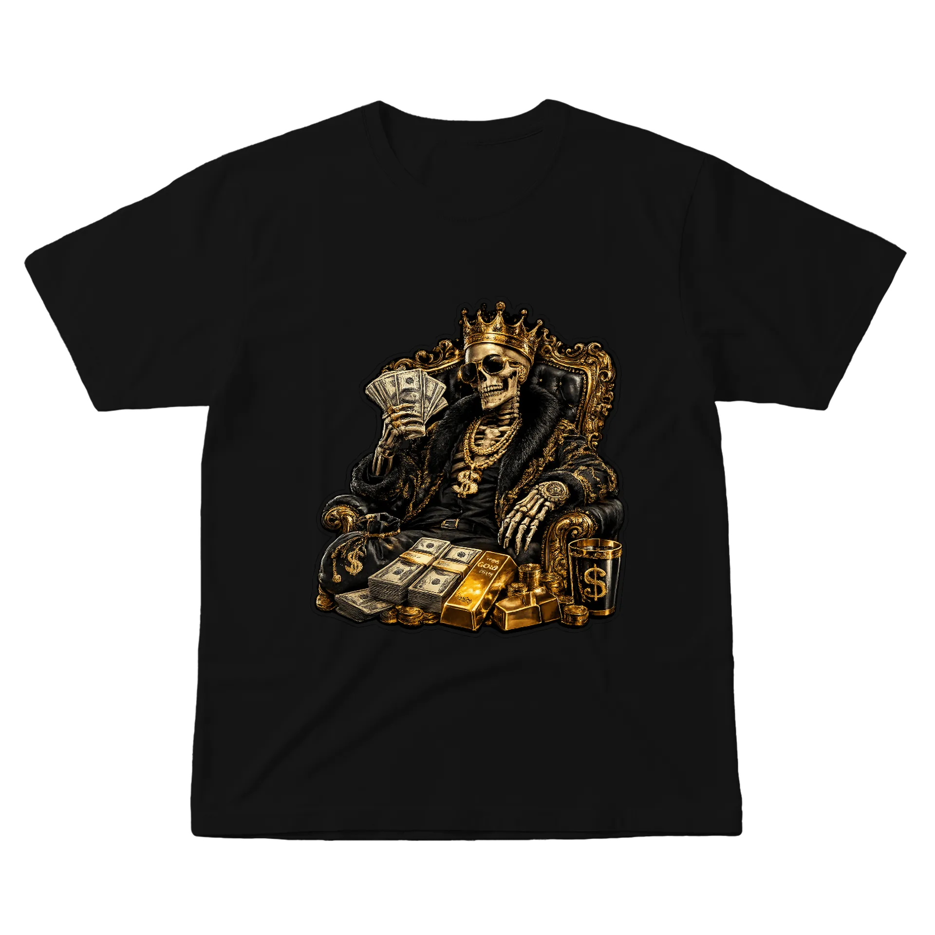 Camiseta Esqueleto Rico Dólares 100% Algodão - Imagem 1