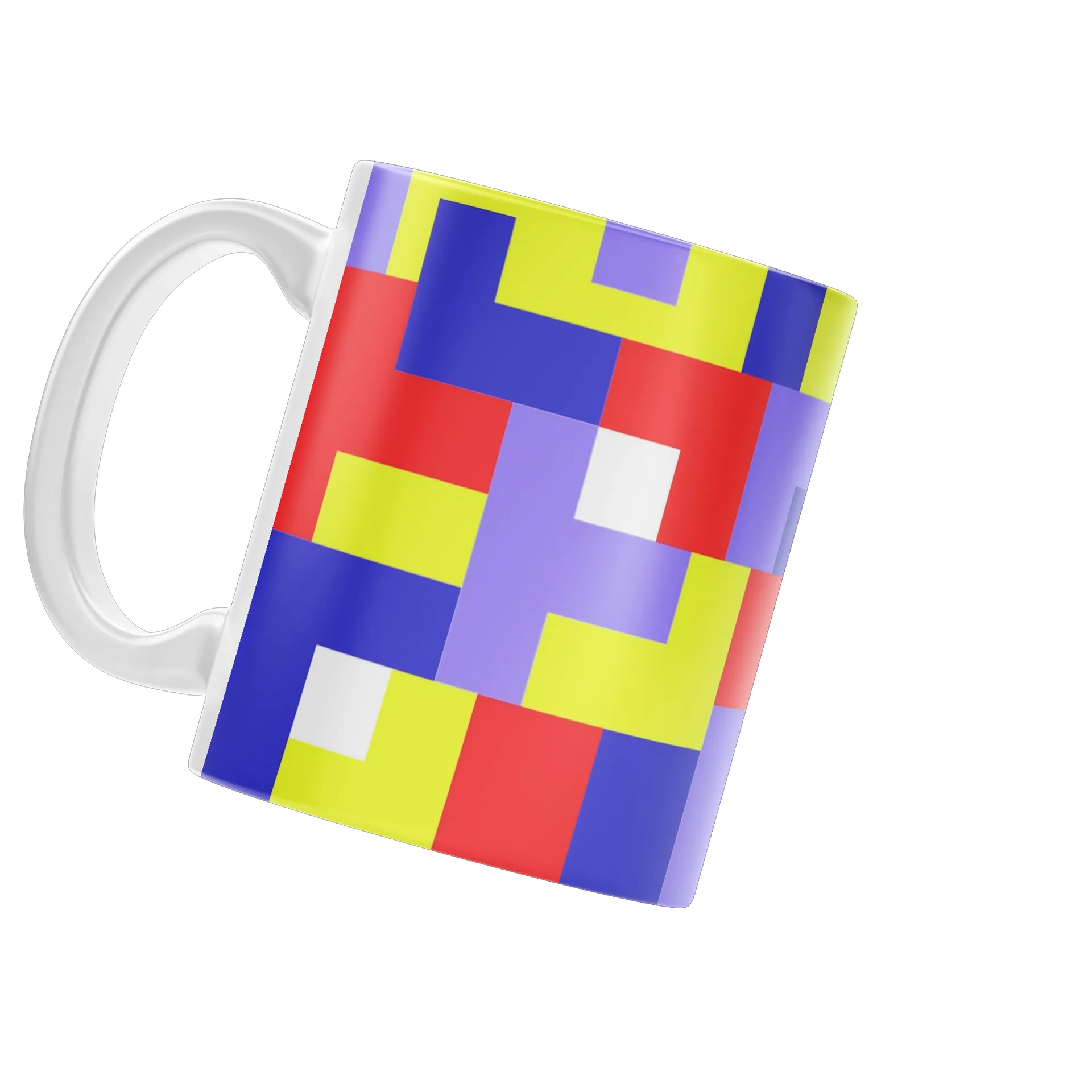 Caneca Porcelana Abstrata Cores Red, Amarelo e Azul 325ml - Imagem 3