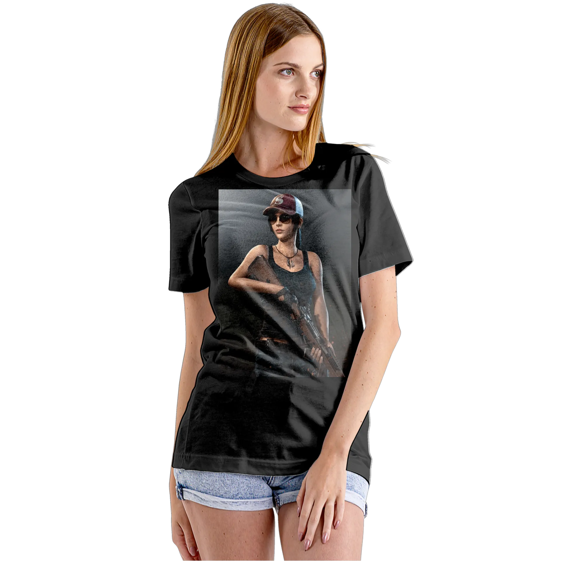 Camiseta Babylook Mulher de Boné com Rifle 100% Algodão - Imagem 5