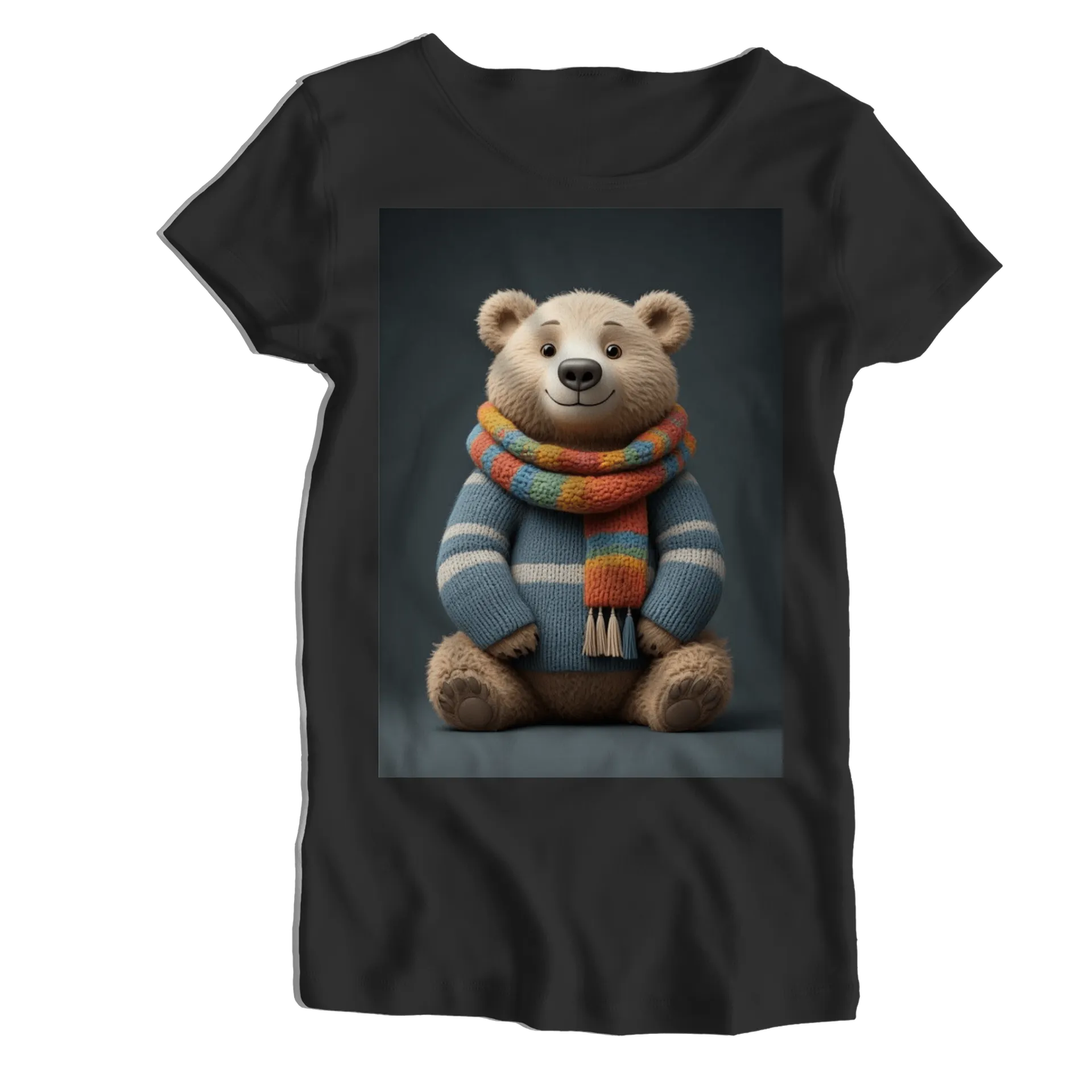 Camiseta Babylook Urso de Cachecol 100% Algodão - Imagem 1