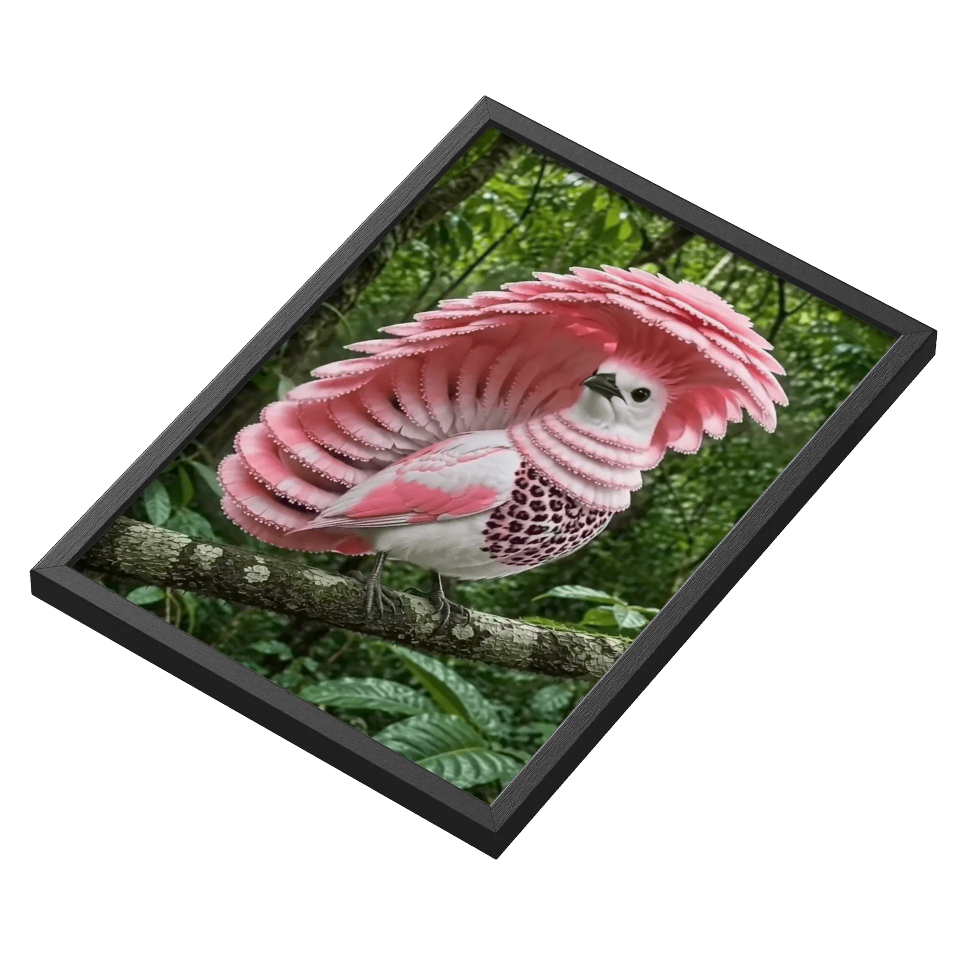 Quadro Ave Fantástica Plumagem Rosa na Floresta A3 - Imagem 3