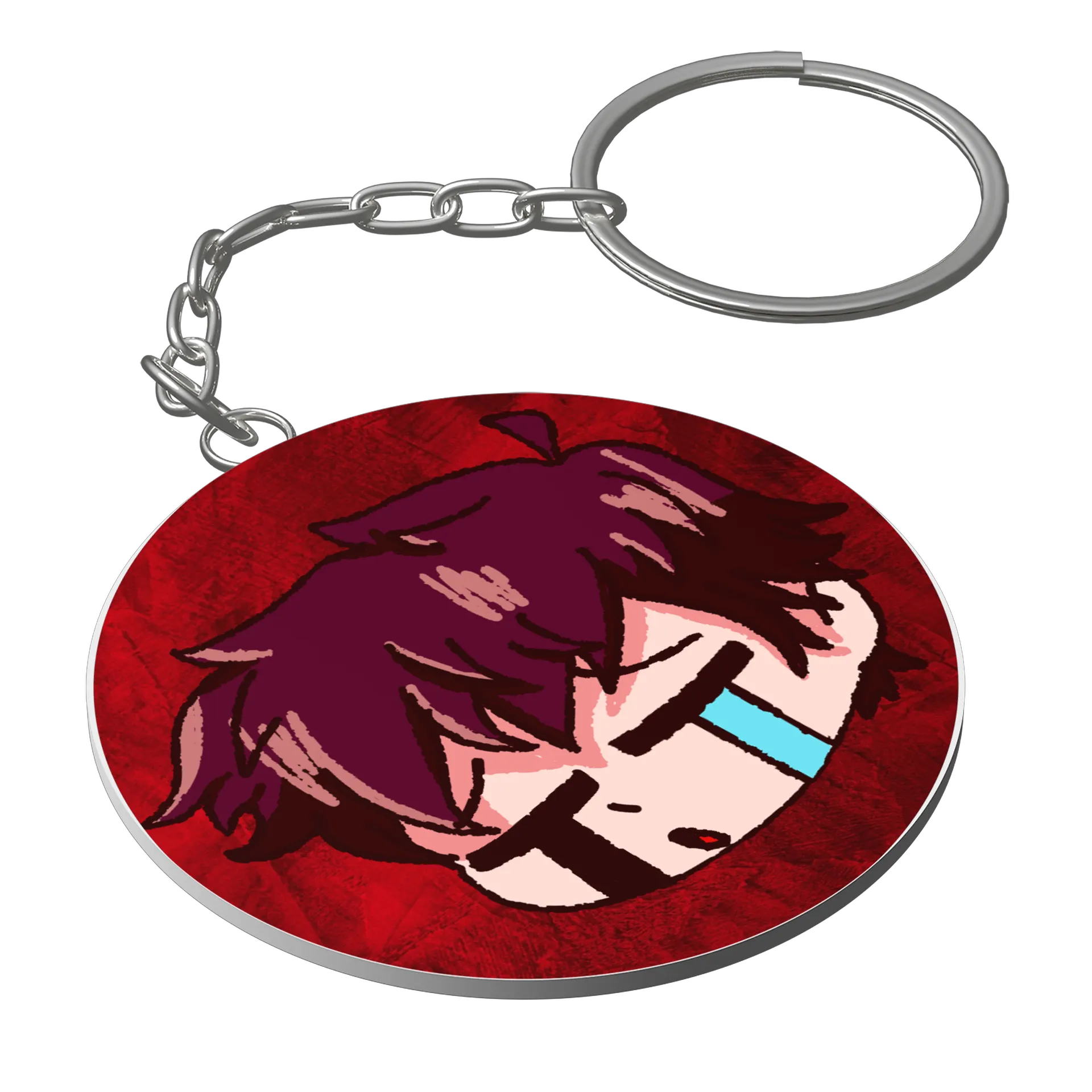 Chaveiro MDF Emote WX Triste C/ Fundo Vermelho  - Imagem 1