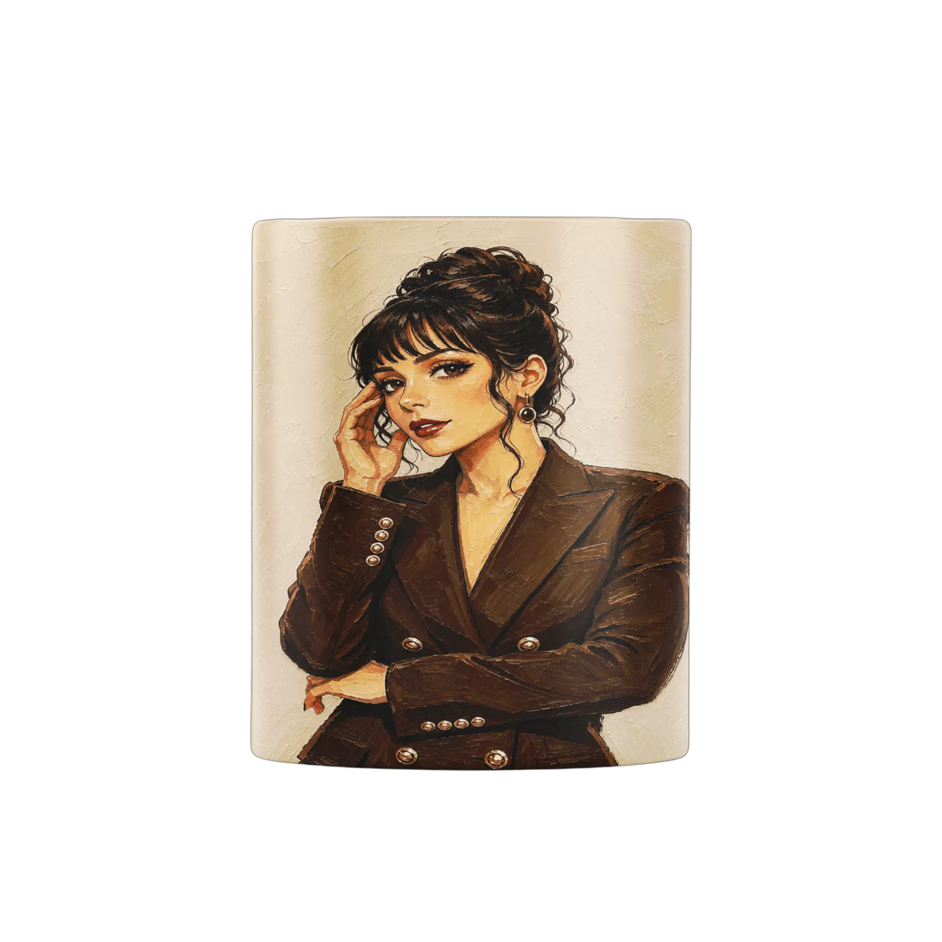 Caneca Cerâmica Ilustração Mulher Elegante 325ml - Imagem 3