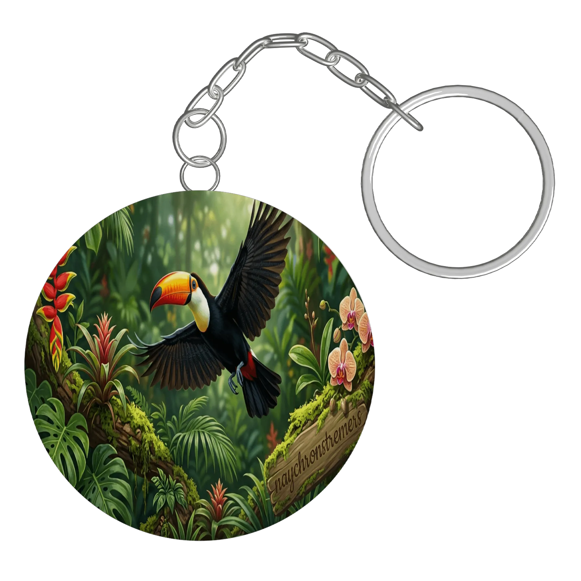 Chaveiro MDF Tucano na Floresta Tropical Colorida - Imagem 2