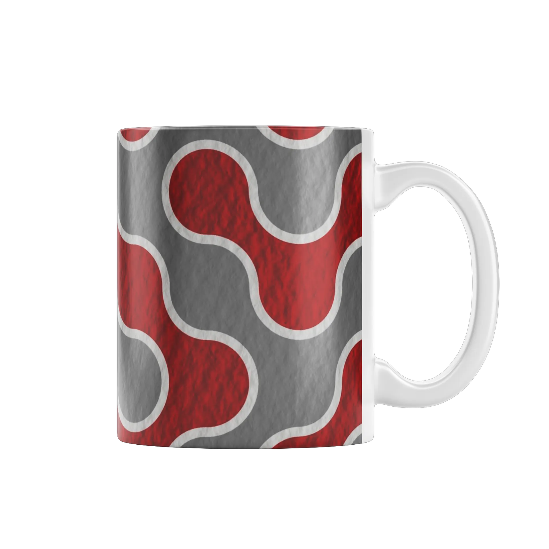 Caneca Porcelana Estampa Abstrata Vermelho Cinza 325ml - Imagem 1
