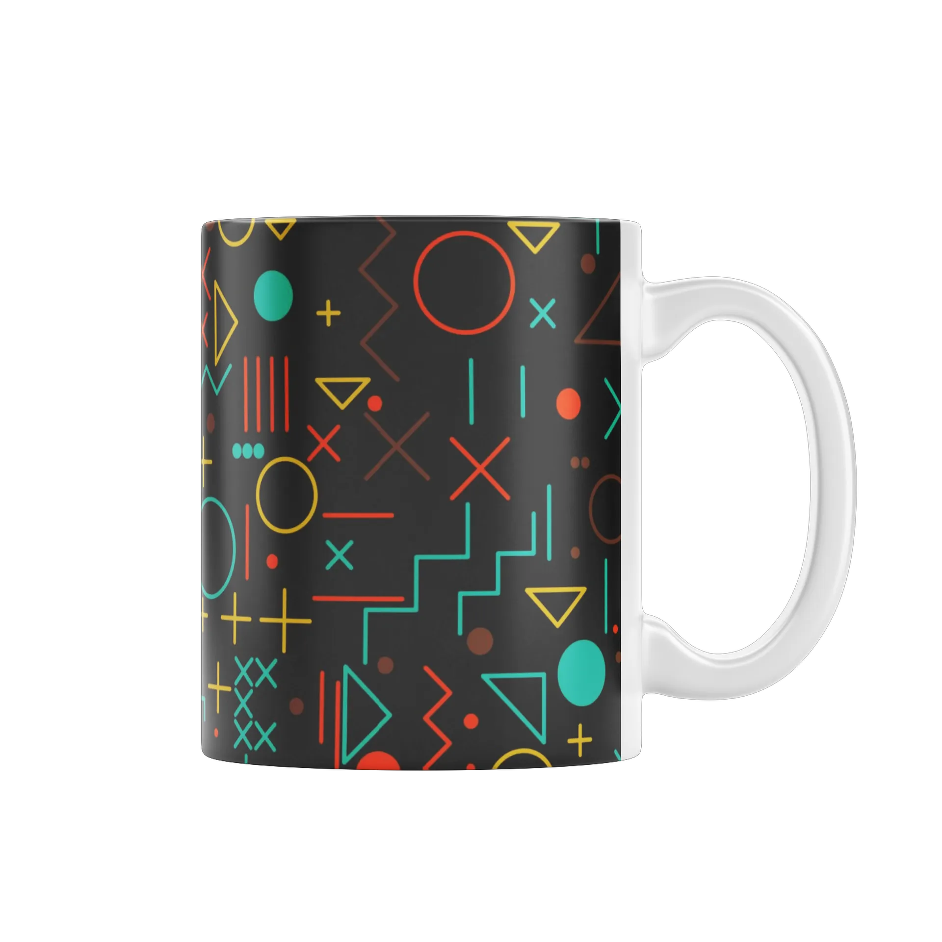 Caneca Porcelana Estampa Geométrica Neon 325ml - Imagem 1