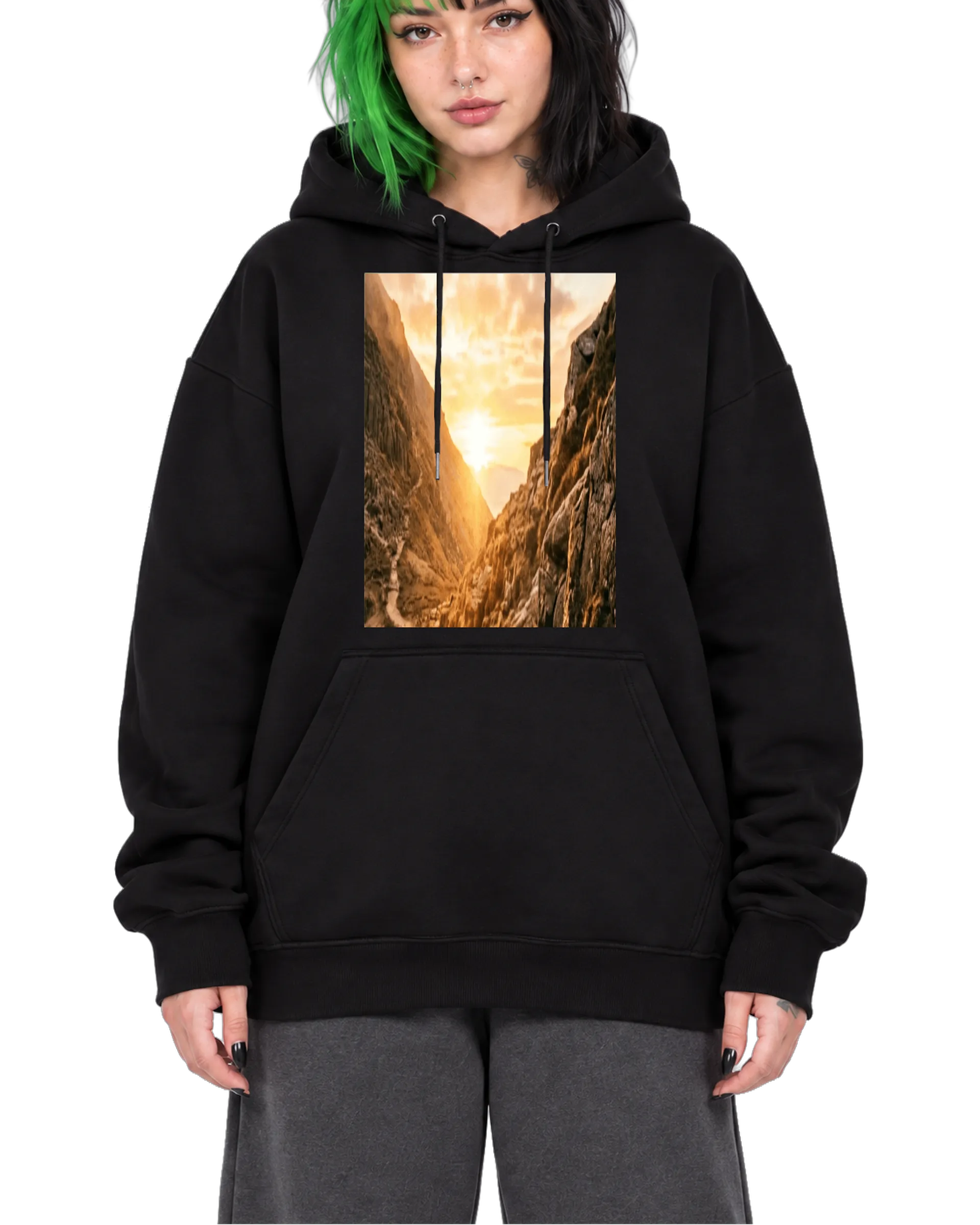 Blusa Moletom Canguru Paisagem de Montanhas ao Pôr do Sol - Imagem 4