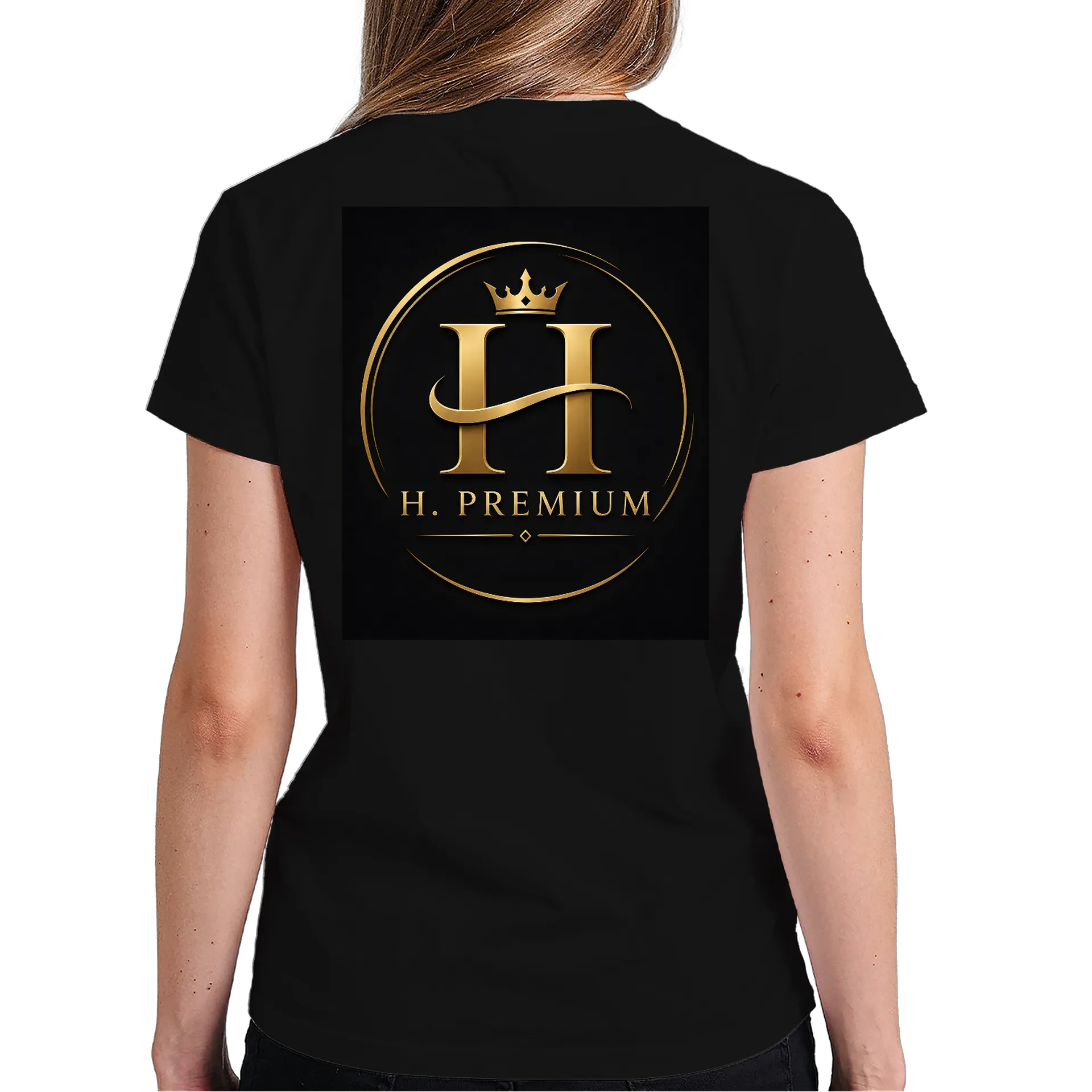 Camiseta Logo Tipográfico H. Premium Dourado e Preto 100% de Vinícius  — imagem 5 de 6