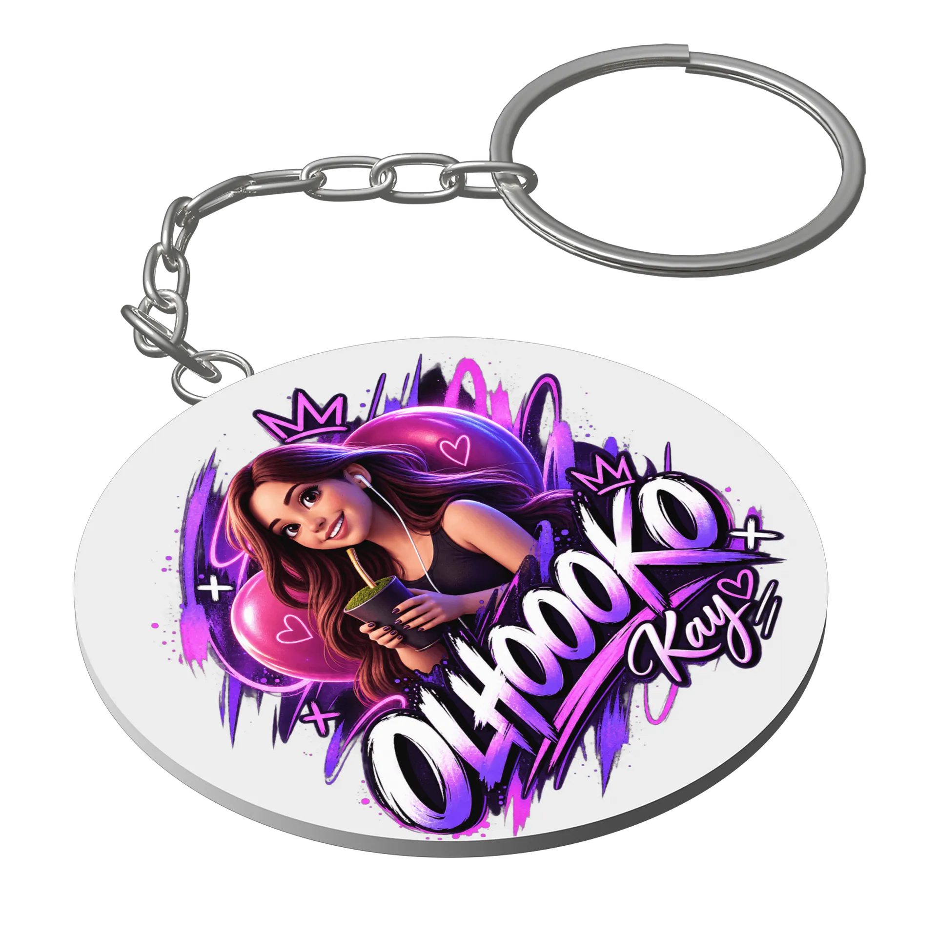 Chaveiro MDF Kay Olhooko Estampa estampa personalizada - Imagem 1