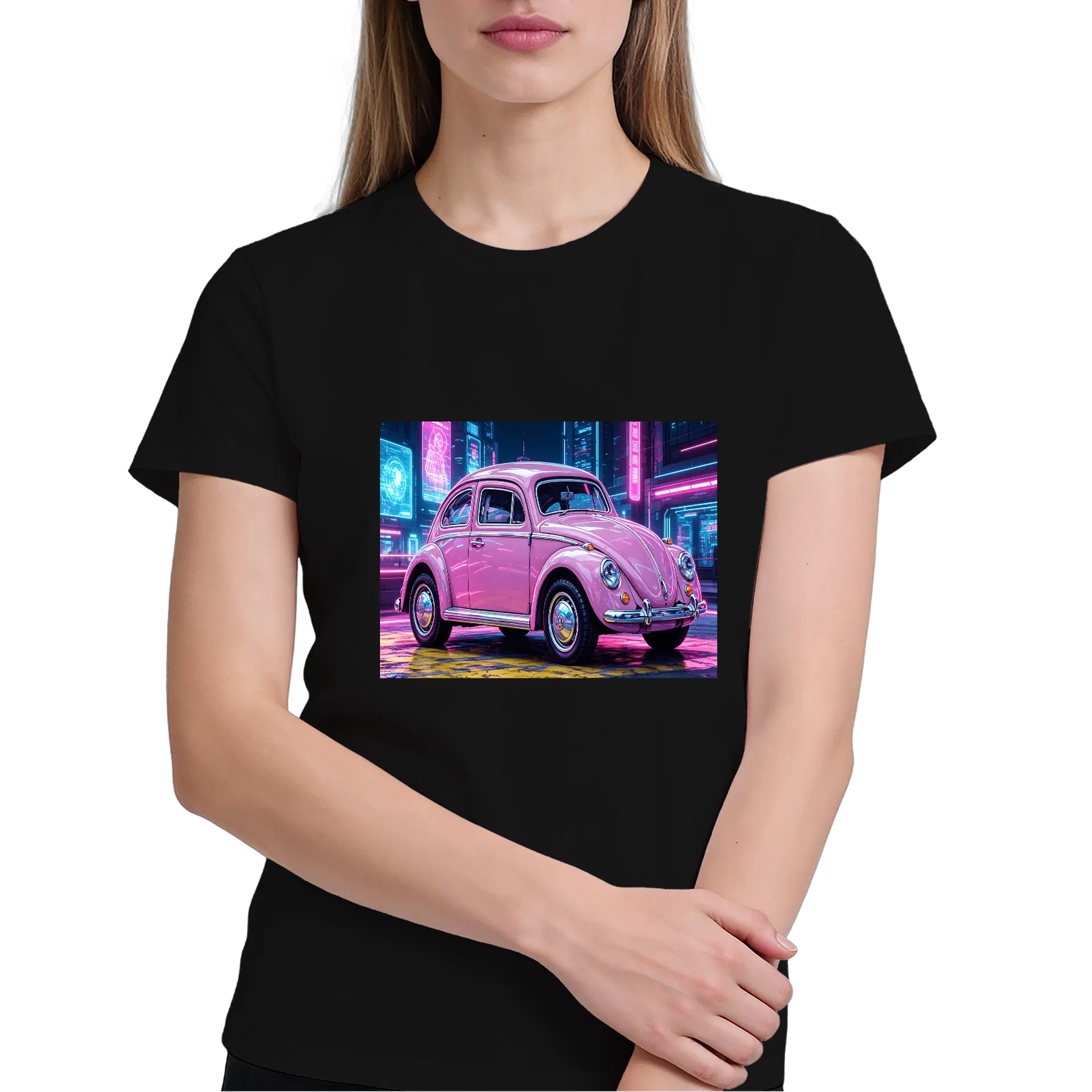Camiseta Carro Volkswagen Fusca Rosa 100% Algodão - Imagem 4